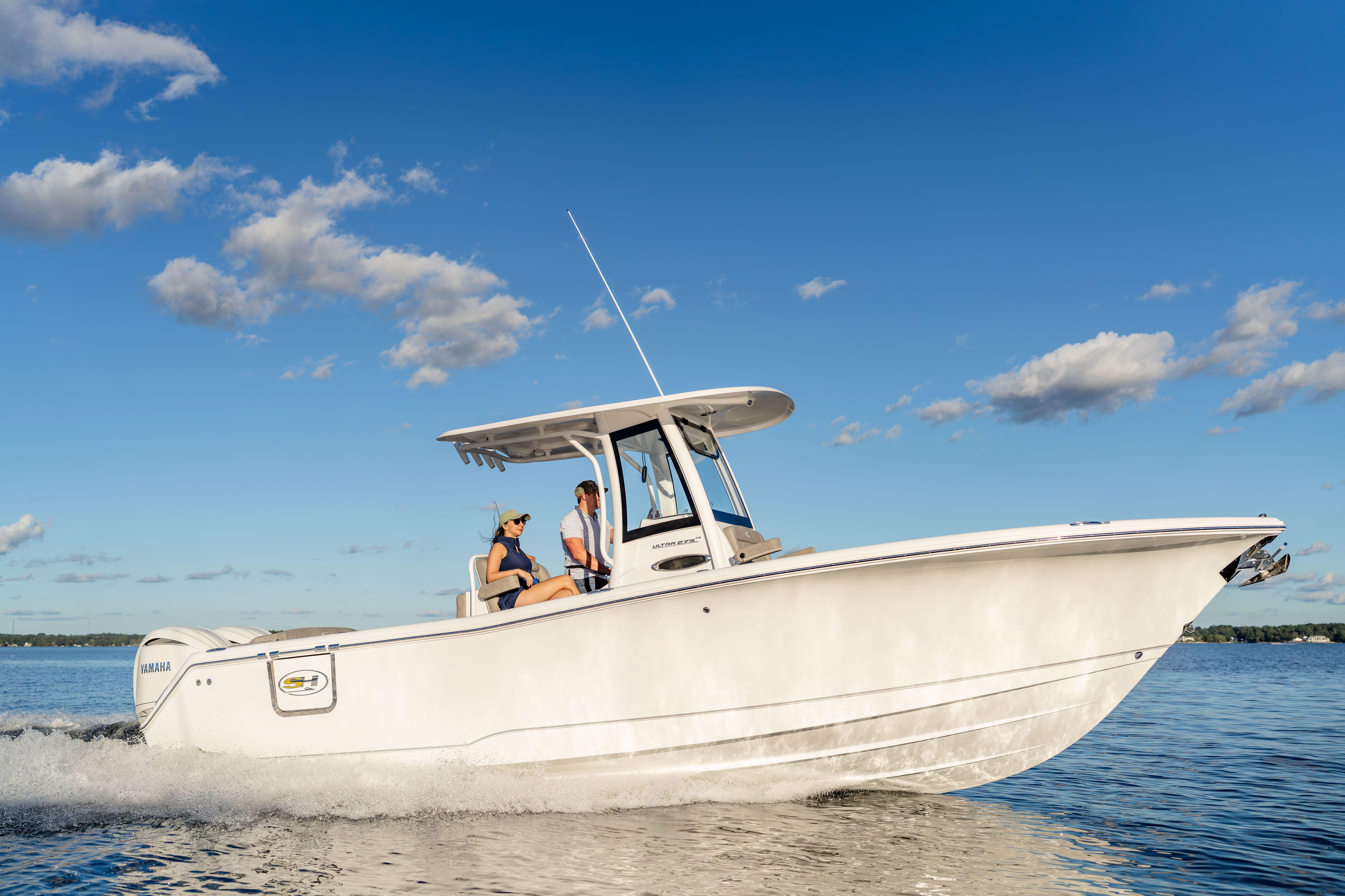 2026 Sea Hunt Ultra 275 Coffin Box boat cruising on a sunny day.