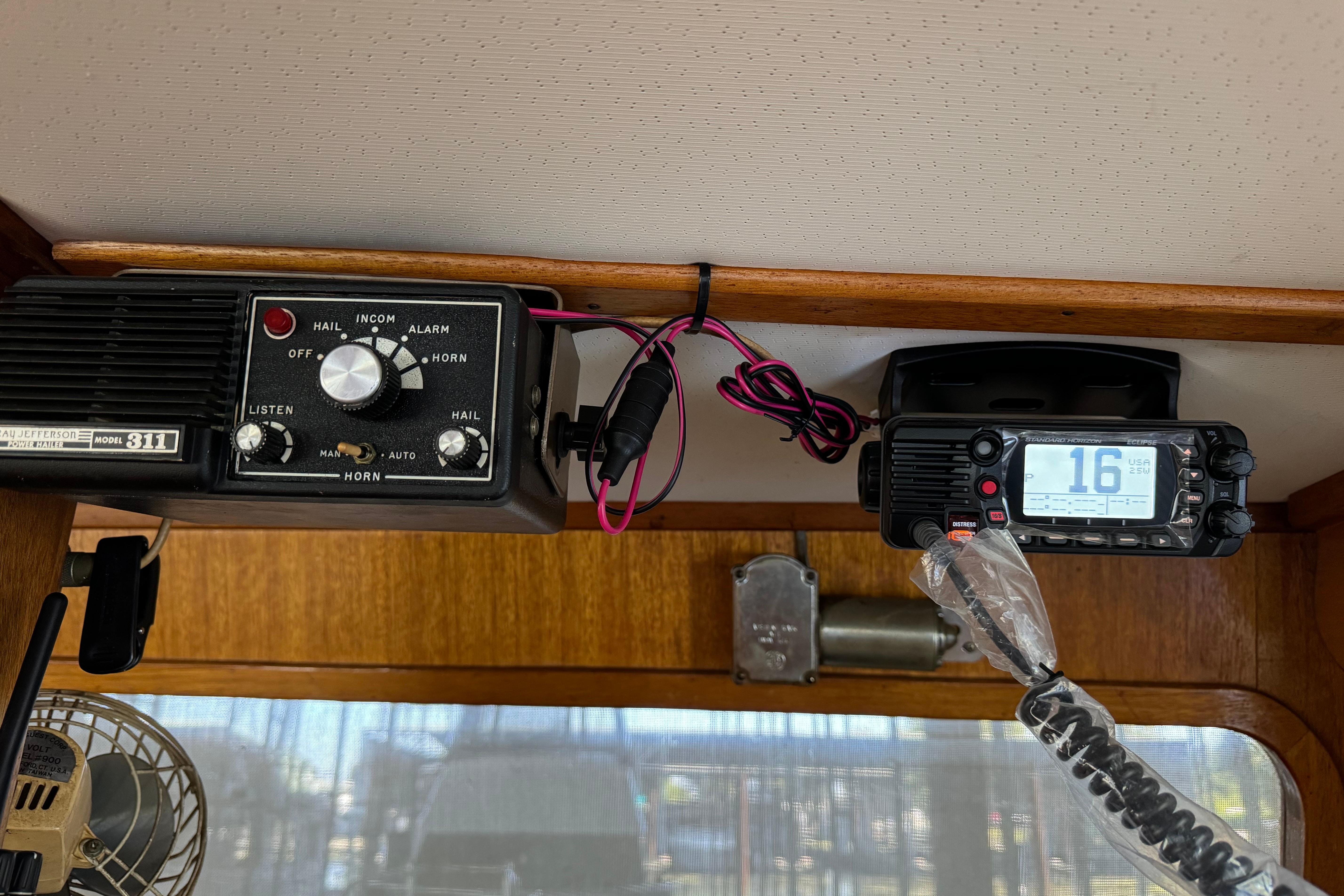 1978 Californian 42 LRC boat radio equipment with control panel and wiring.