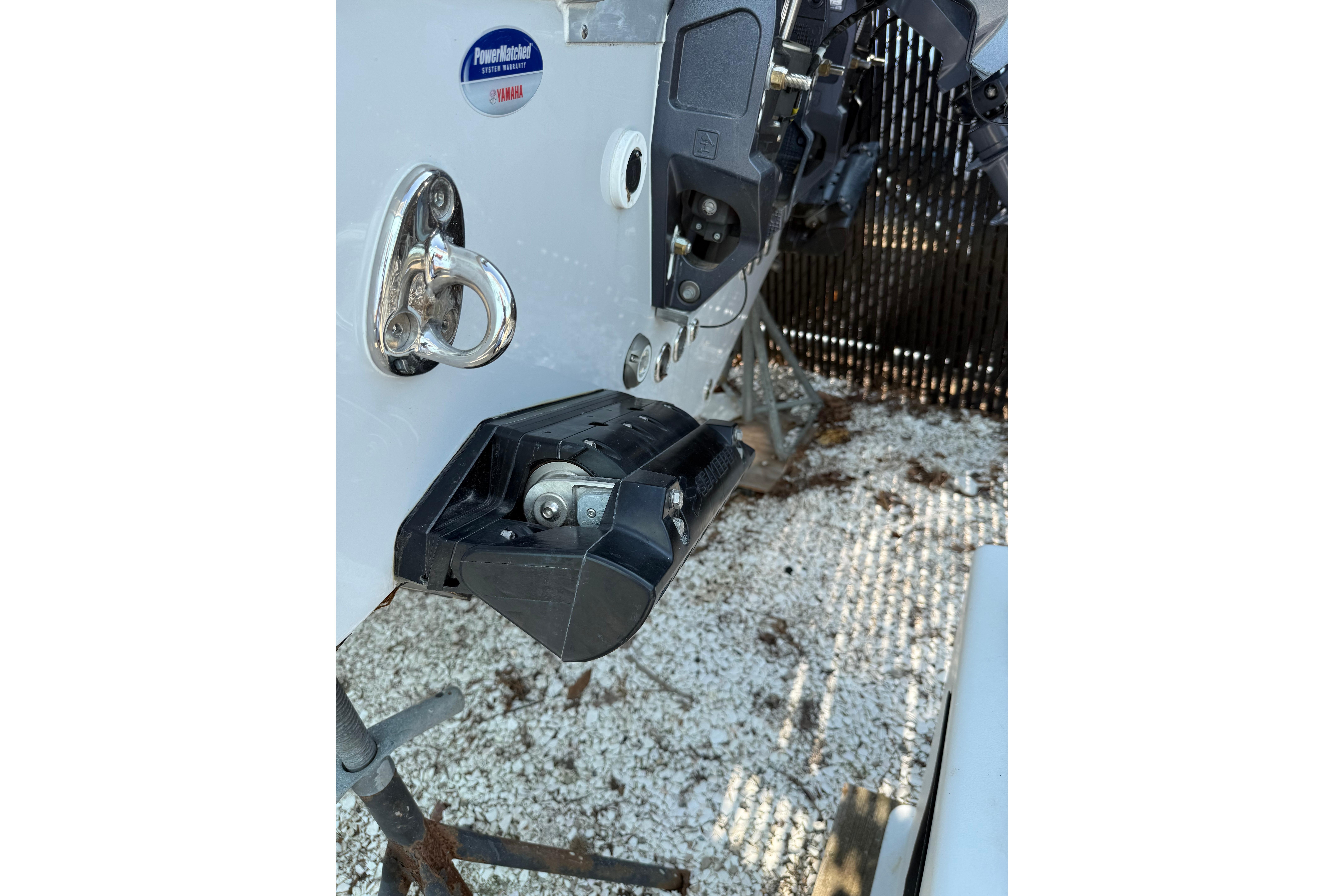 2026 Tidewater 256 CC Adventure boat detail with Yamaha PowerMatched system.