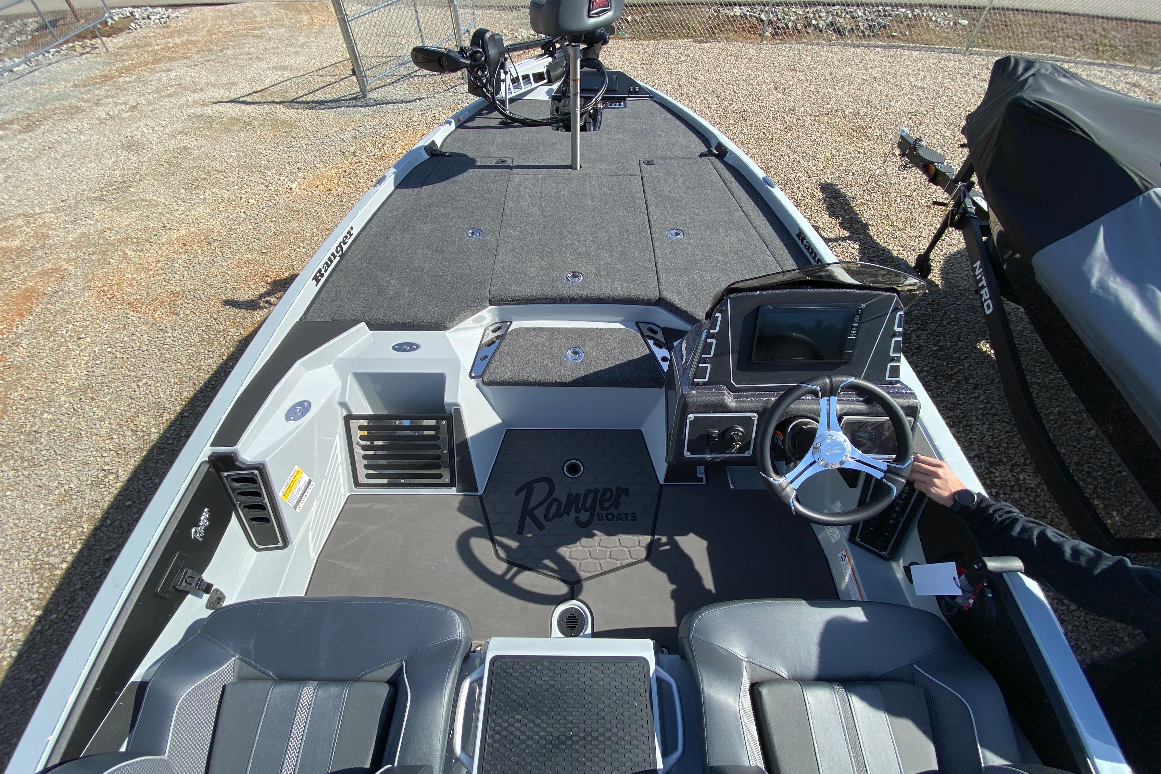 2026 Ranger Z519R boat interior with steering wheel and dashboard controls.
