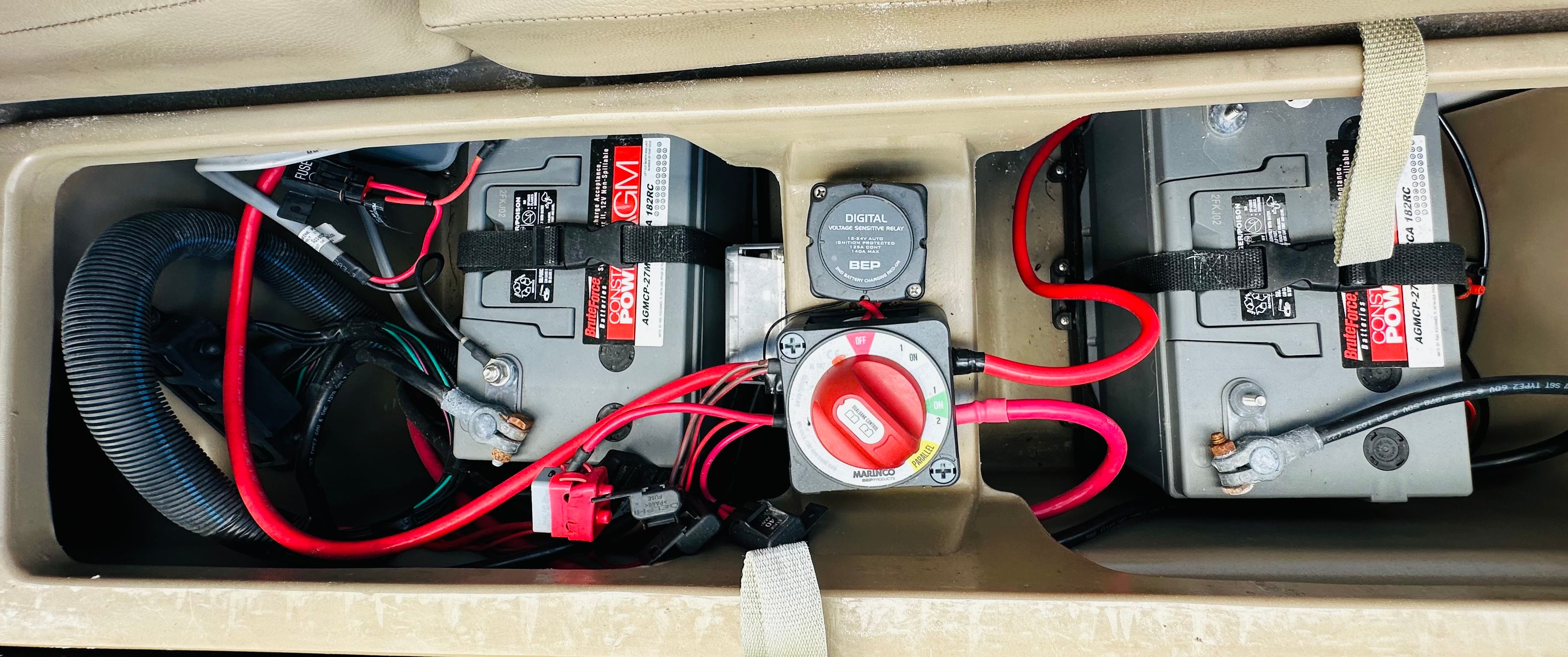 Battery system in Starcraft SLS 3 boat, 2022 model.