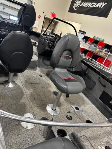 2023 Tracker Targa V-18 WT boat interior with seating and Mercury branding.