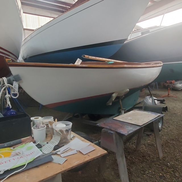 2003 Herreshoff 12.5 sailboat in a boatyard.