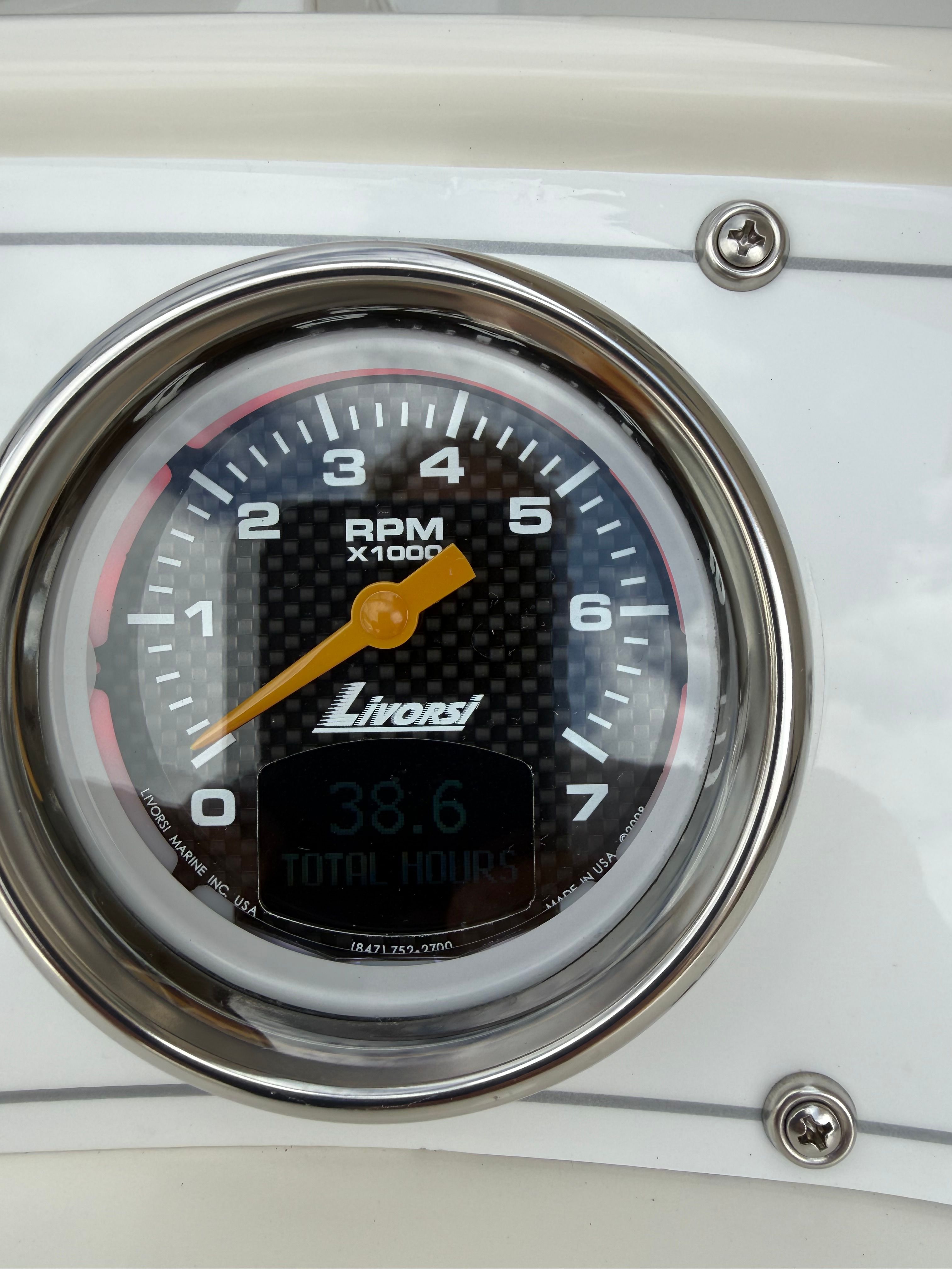 Livorsi tachometer on Wellcraft 29 Scarab boat, 2001 model.
