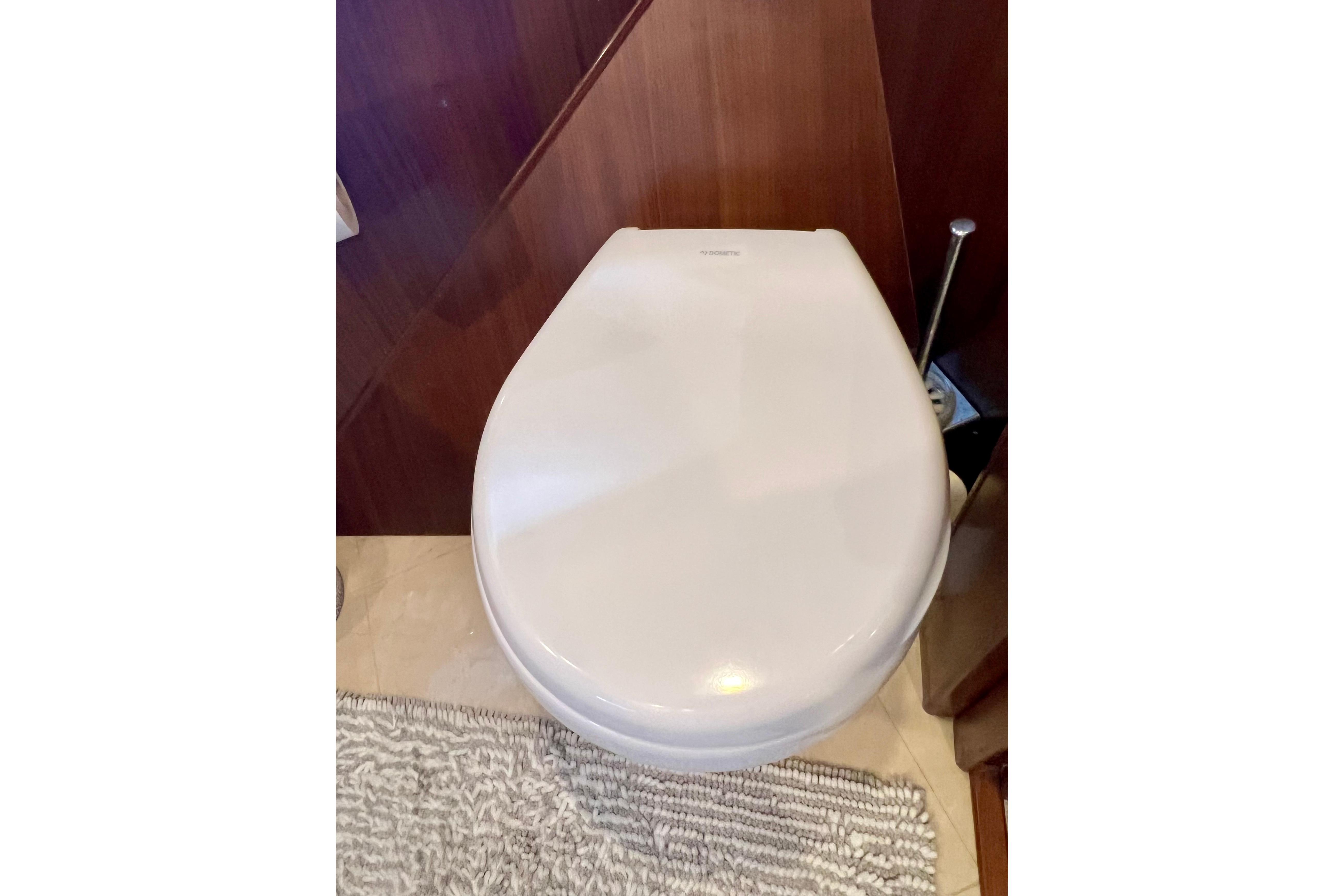 Luxury yacht bathroom with modern toilet, Princess V78, 2010 model.