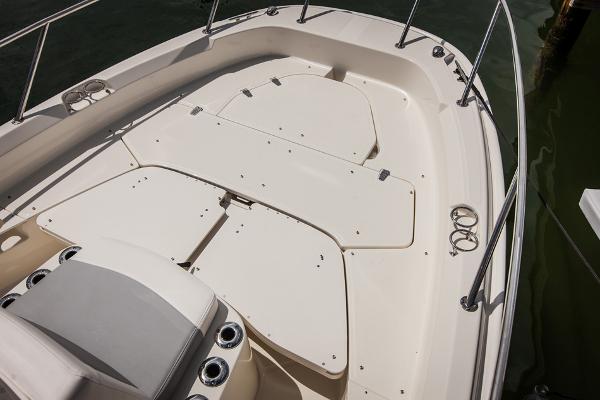 Manufacturer Provided Image: 2014 Boston Whaler 210 Dauntless boat deck with storage compartments.
