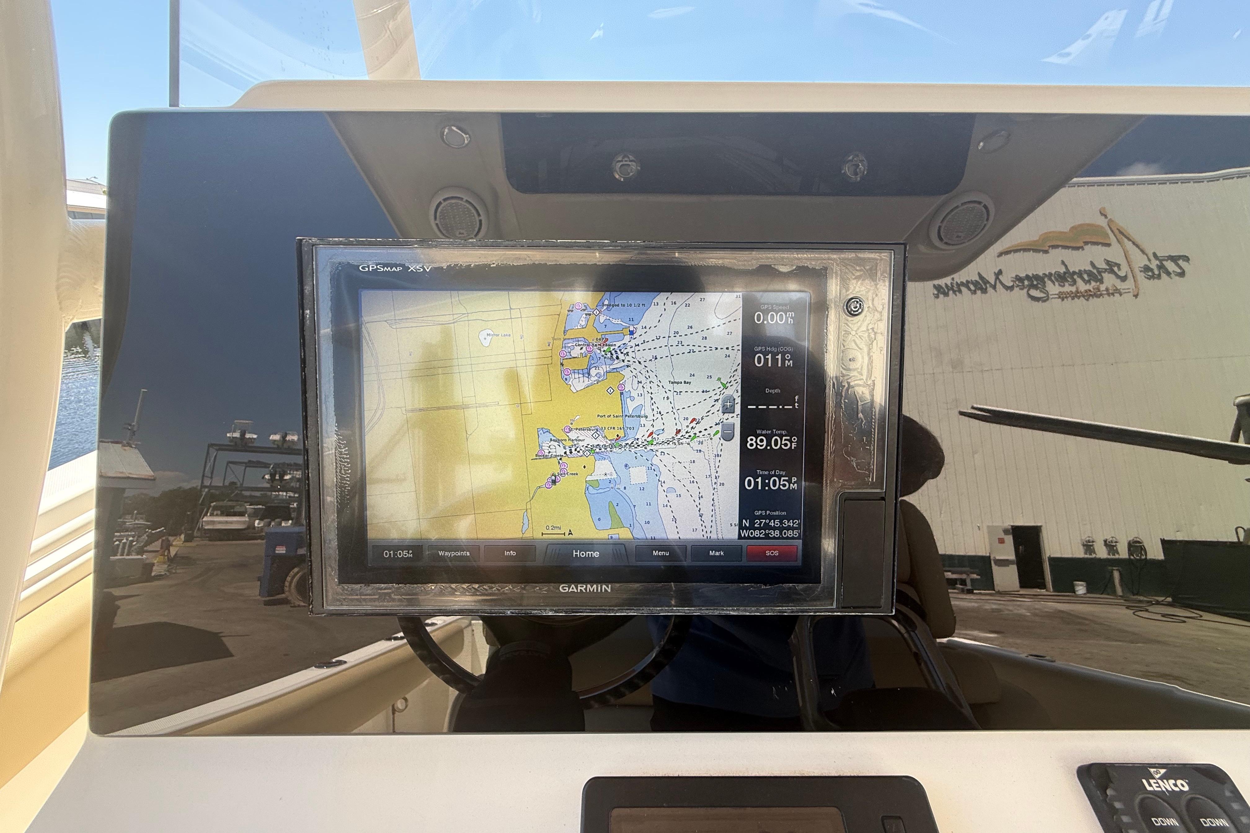 GPS navigation screen on 2019 Key West Billistic 281 Center Console boat.
