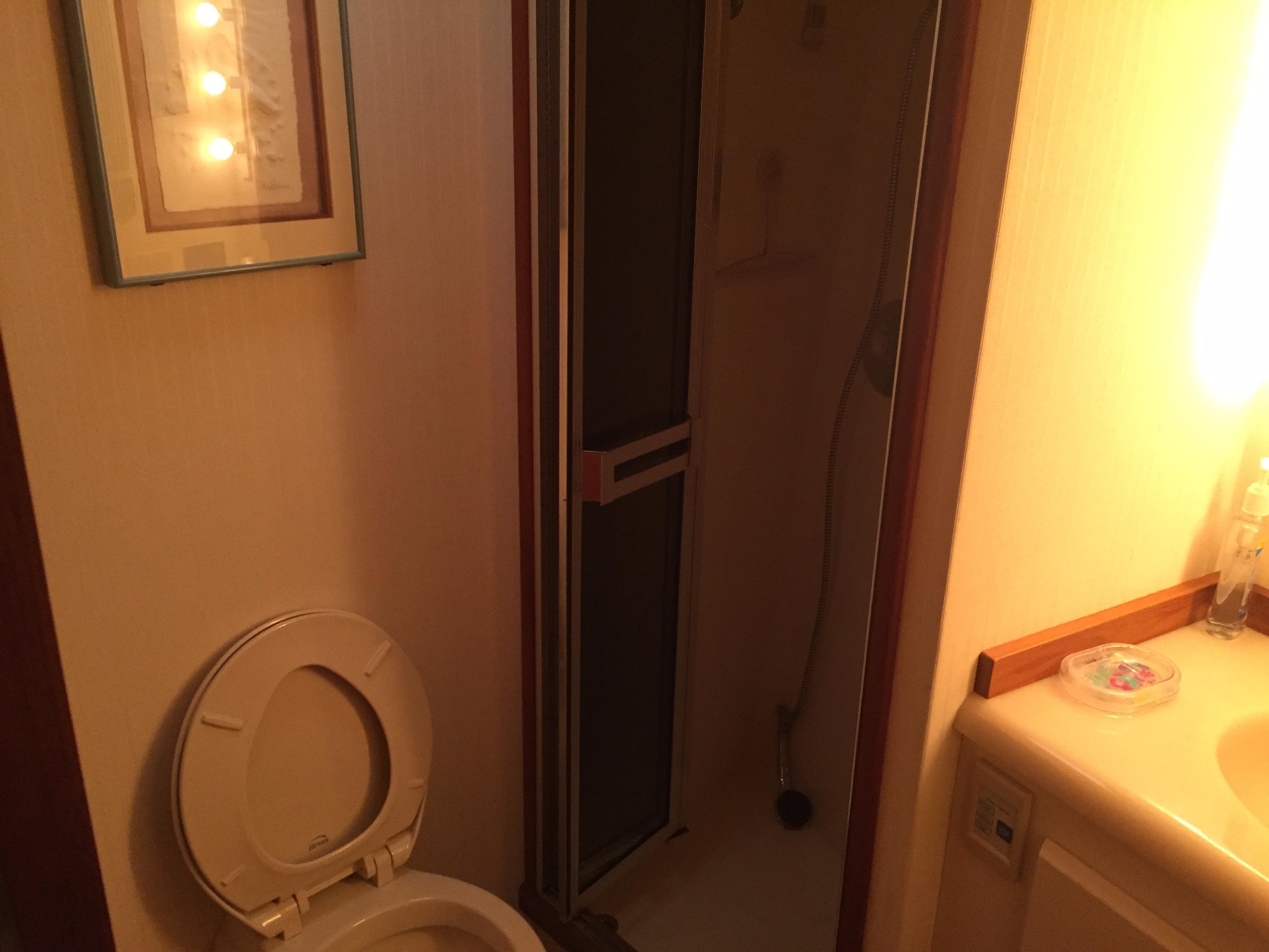 Bathroom on a 1989 Viking 41 Sportfish Convertible boat.