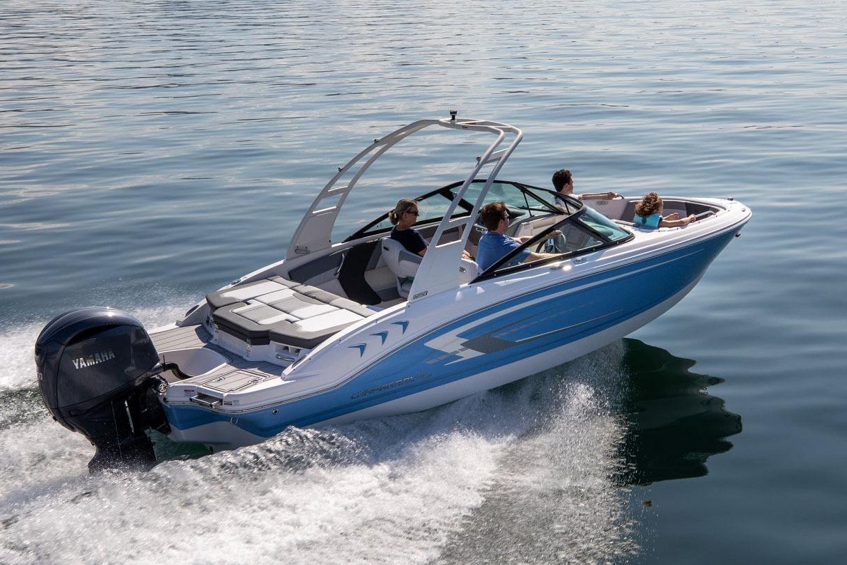 Manufacturer Provided Image: 2026 Chaparral 21 SSi OB boat cruising on calm water with passengers.