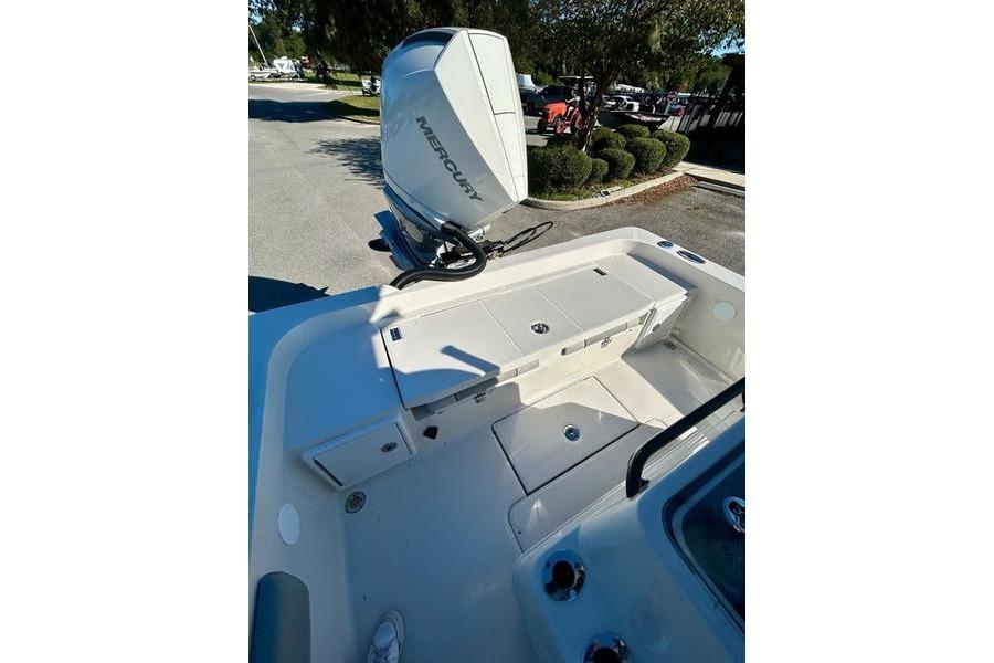 2026 Ranger 2360 Bay boat with Mercury engine, rear deck view.