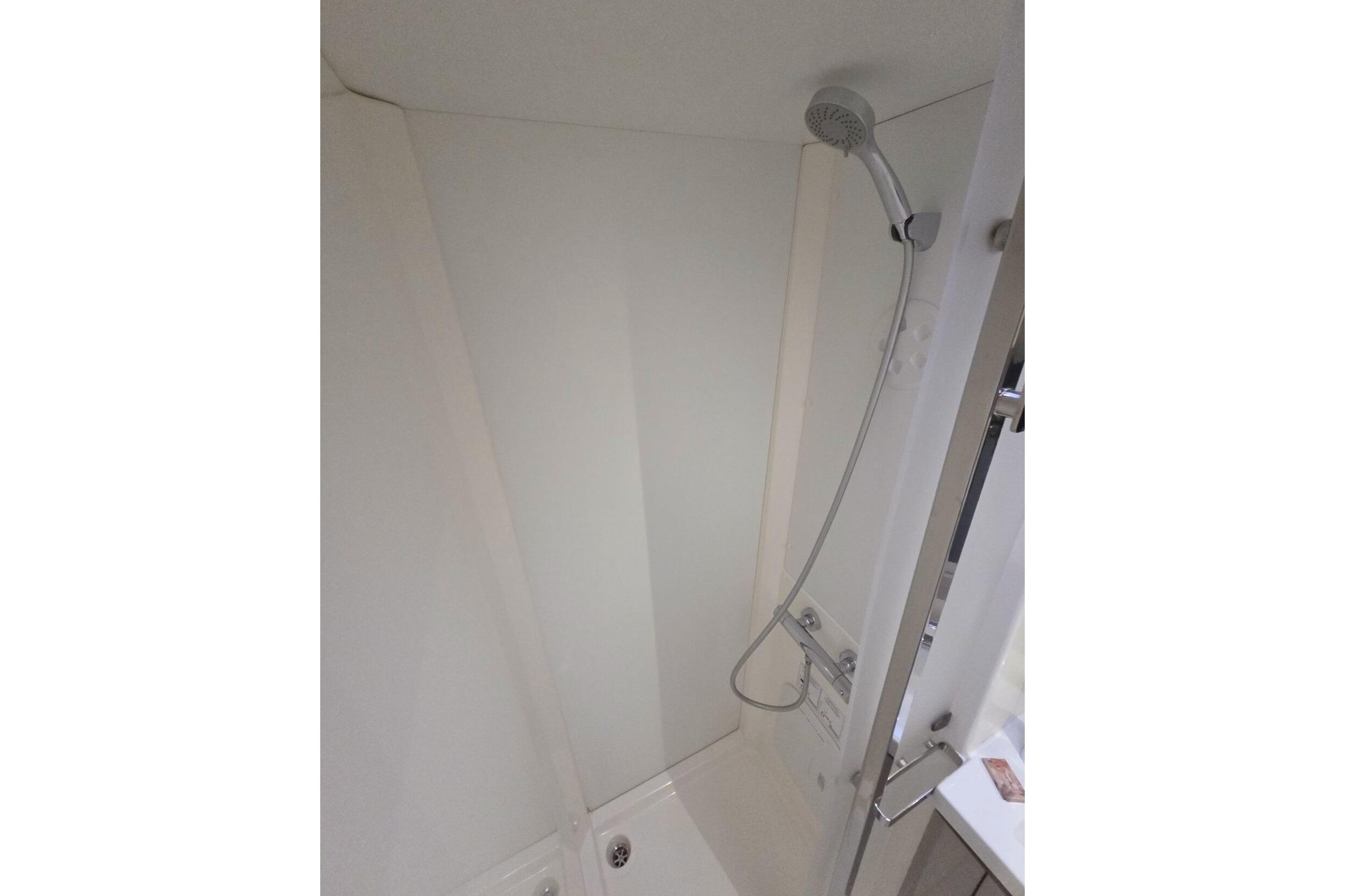 Shower area in 2022 Fountaine Pajot Elba 45 Catamaran, featuring modern fixtures.
