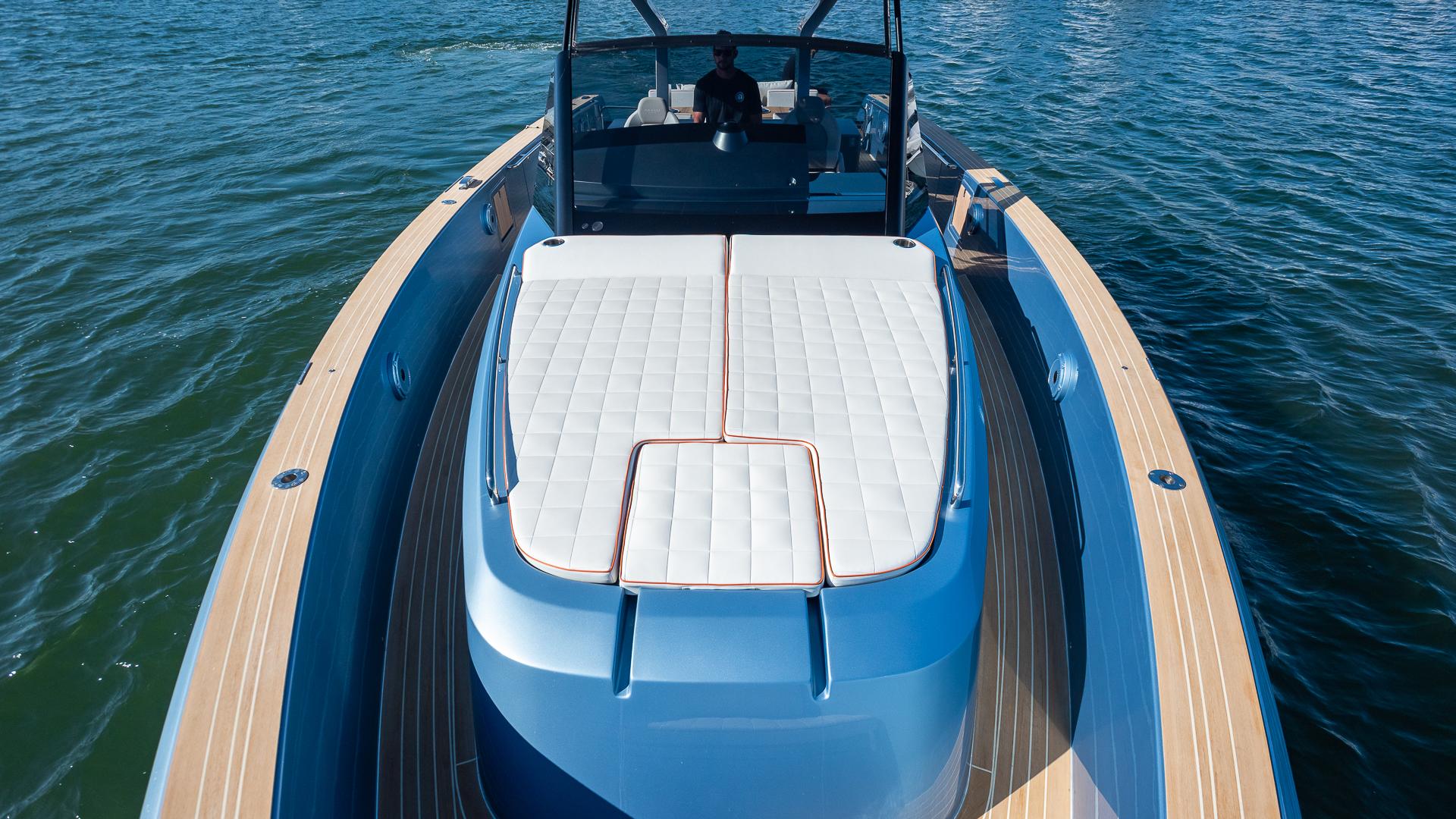 2022 Pardo Yachts 43 on water, featuring sleek design and spacious deck.