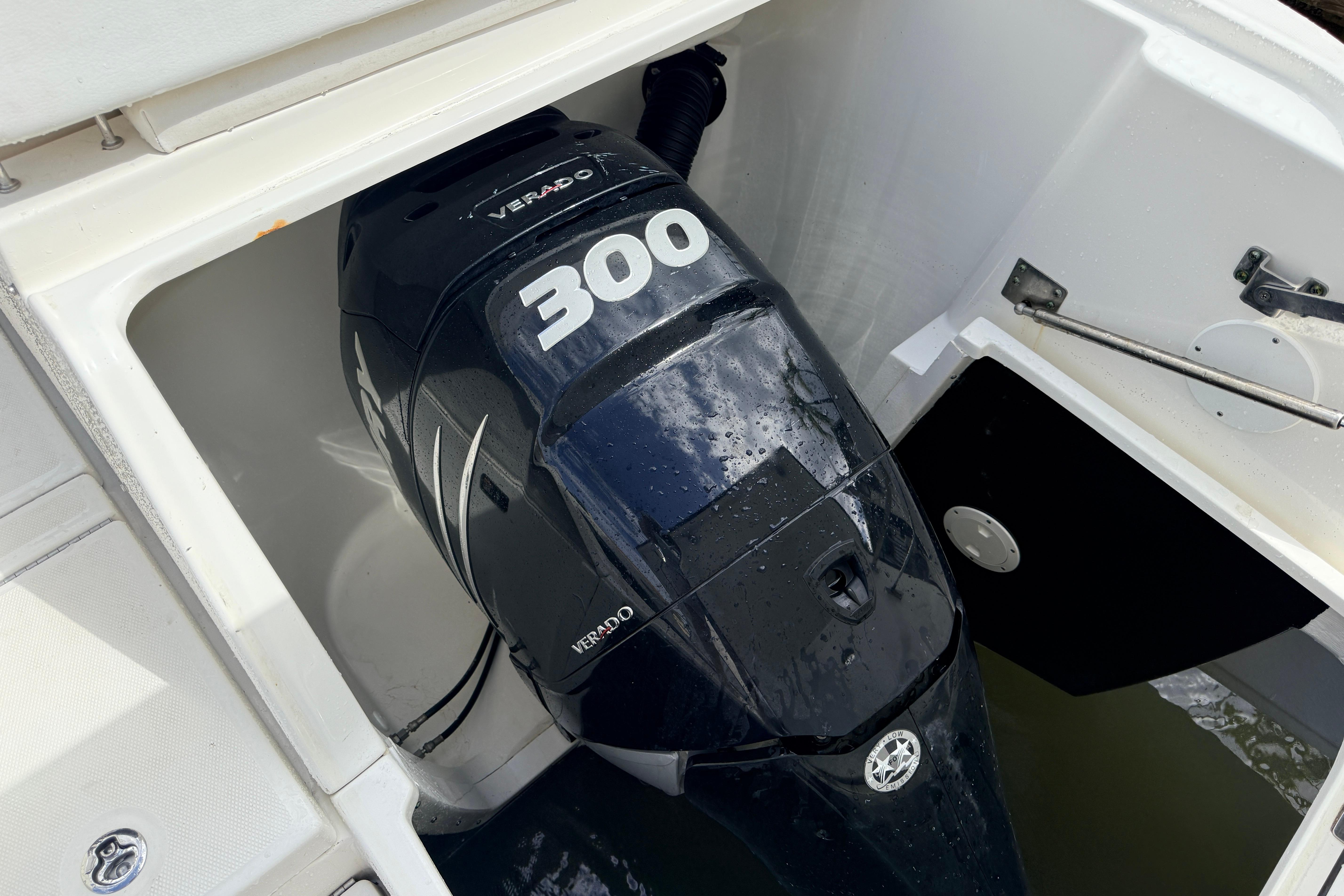 2013 Sea Ray 370 Venture with 300 Verado outboard engine in compartment.
