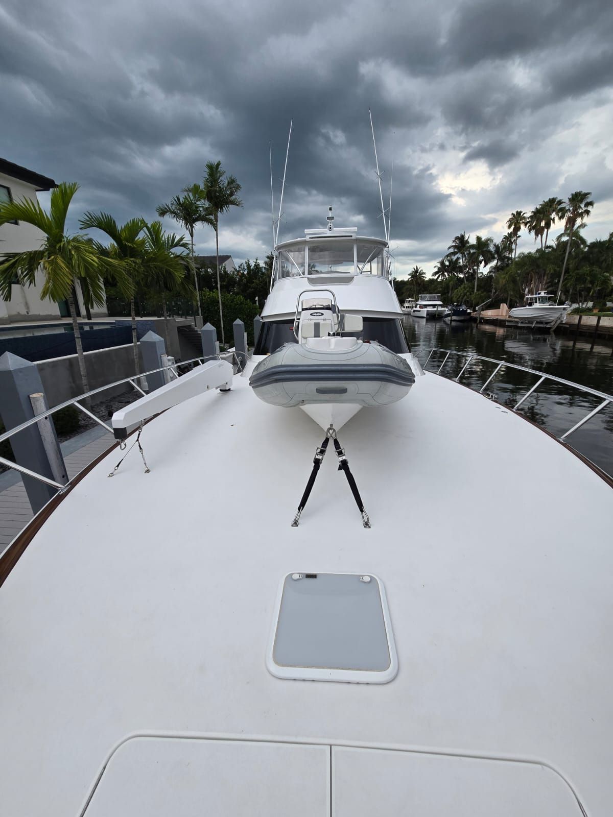 AB Inflatables Oceanus 14 VST 2021 on yacht deck under cloudy sky.