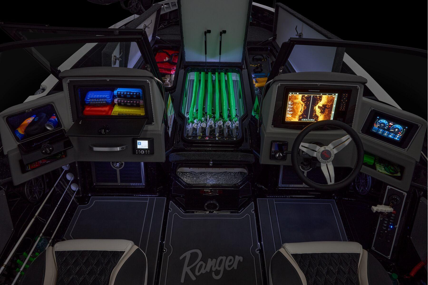 Manufacturer Provided Image: Interior of 2026 Ranger 620xFS Pro boat with advanced navigation and storage features.