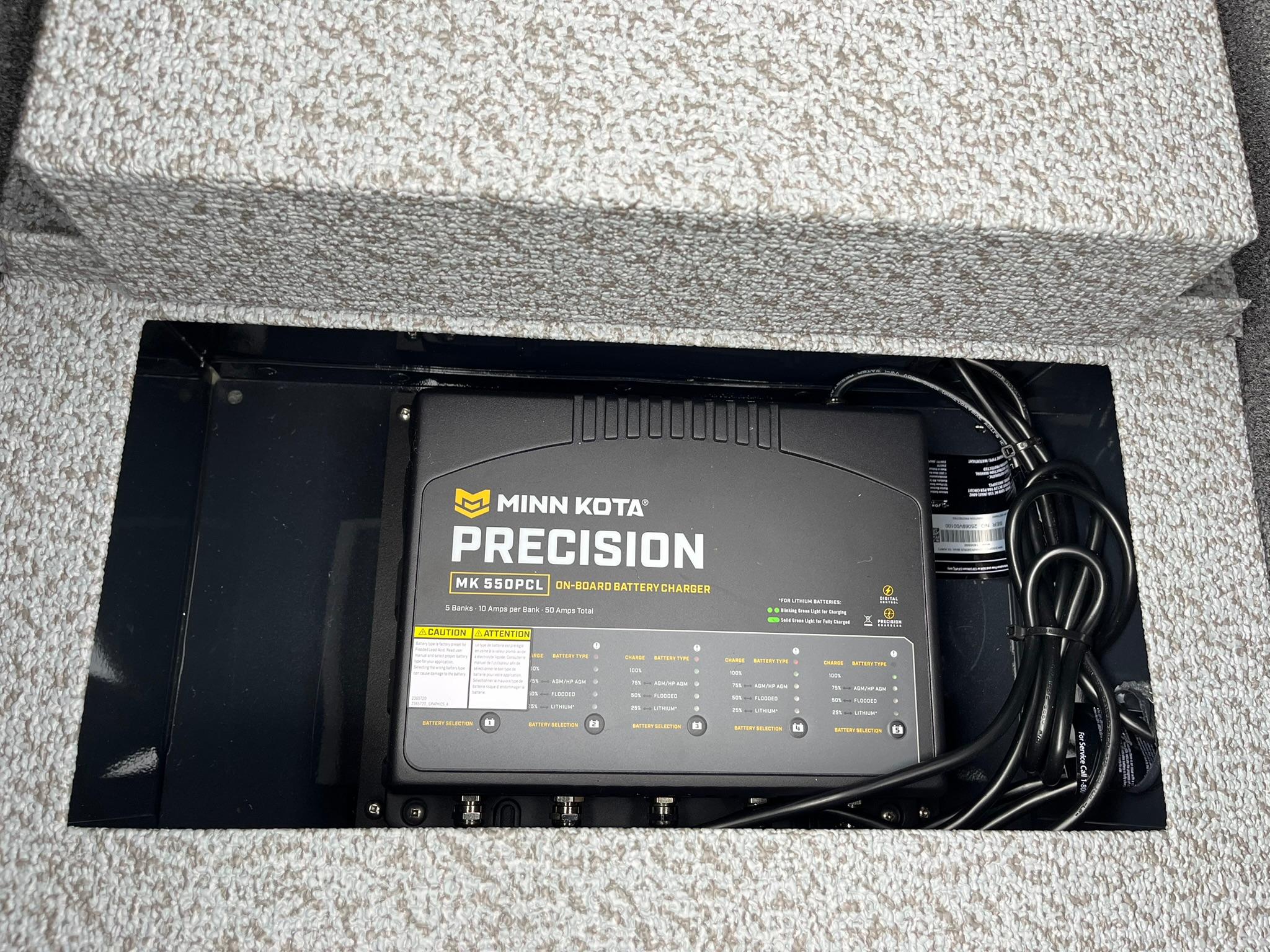 Minn Kota Precision MK 550PCL on-board battery charger in 2026 Lund 1875 Pro-V Bass XS.