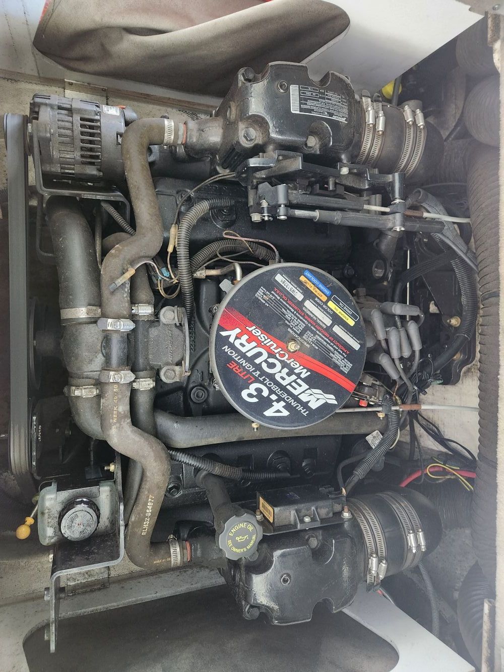 Engine of a 2004 Sea Ray 185 boat.