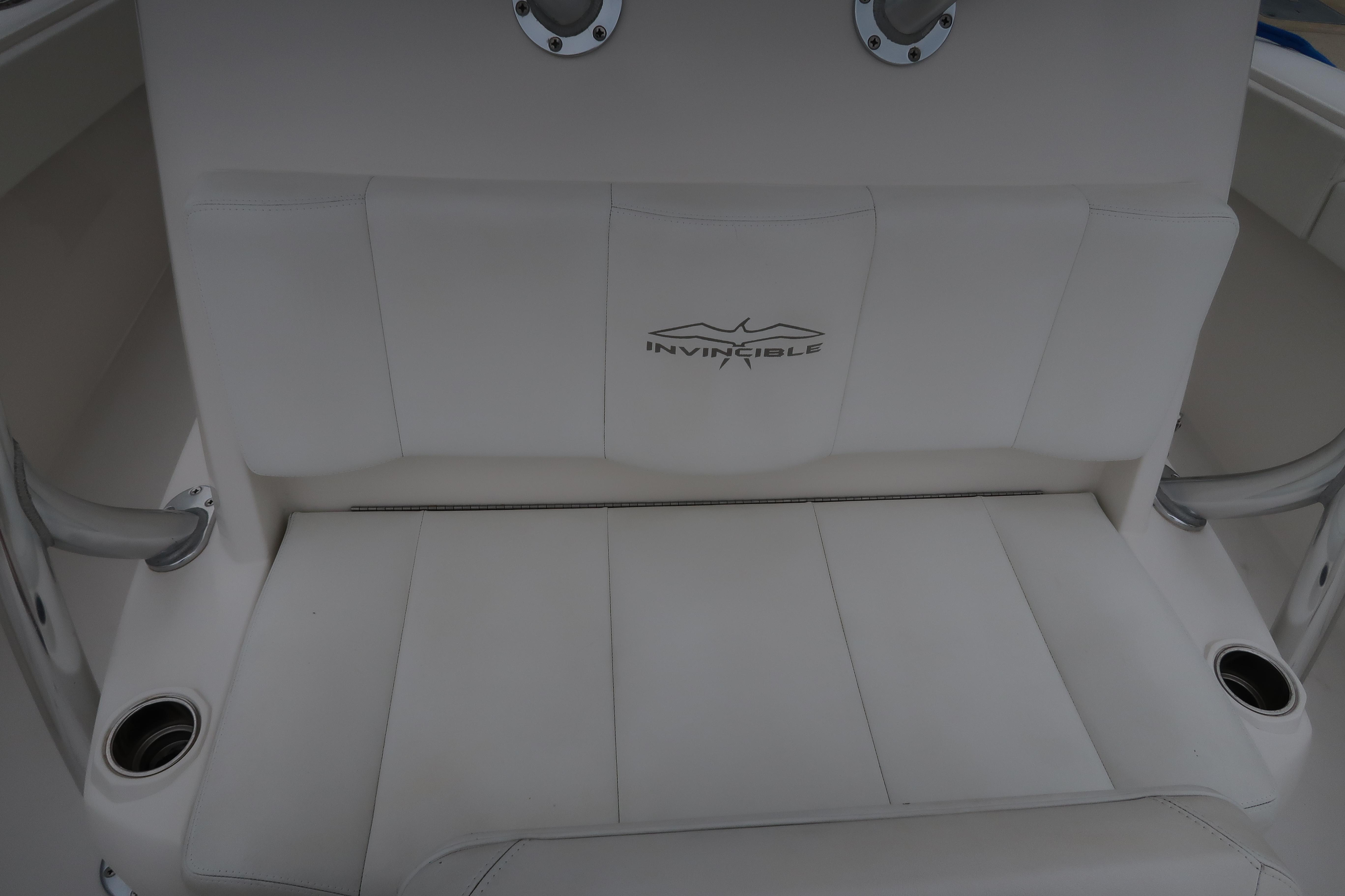2016 Invincible 42 Open Fisherman boat seat with logo.