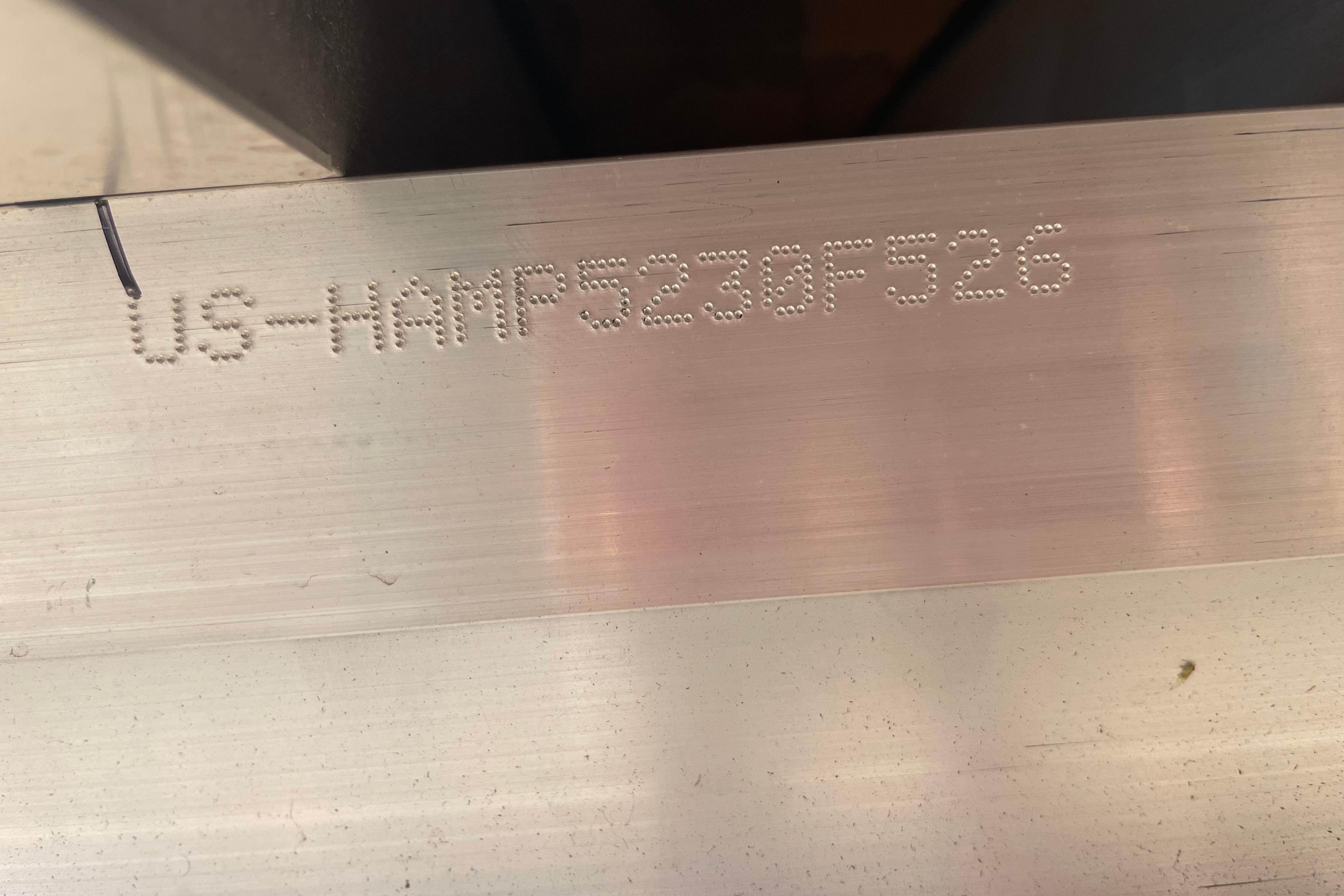 Engraved serial number on Harris Solstice 250 SLDH, 2026 model.