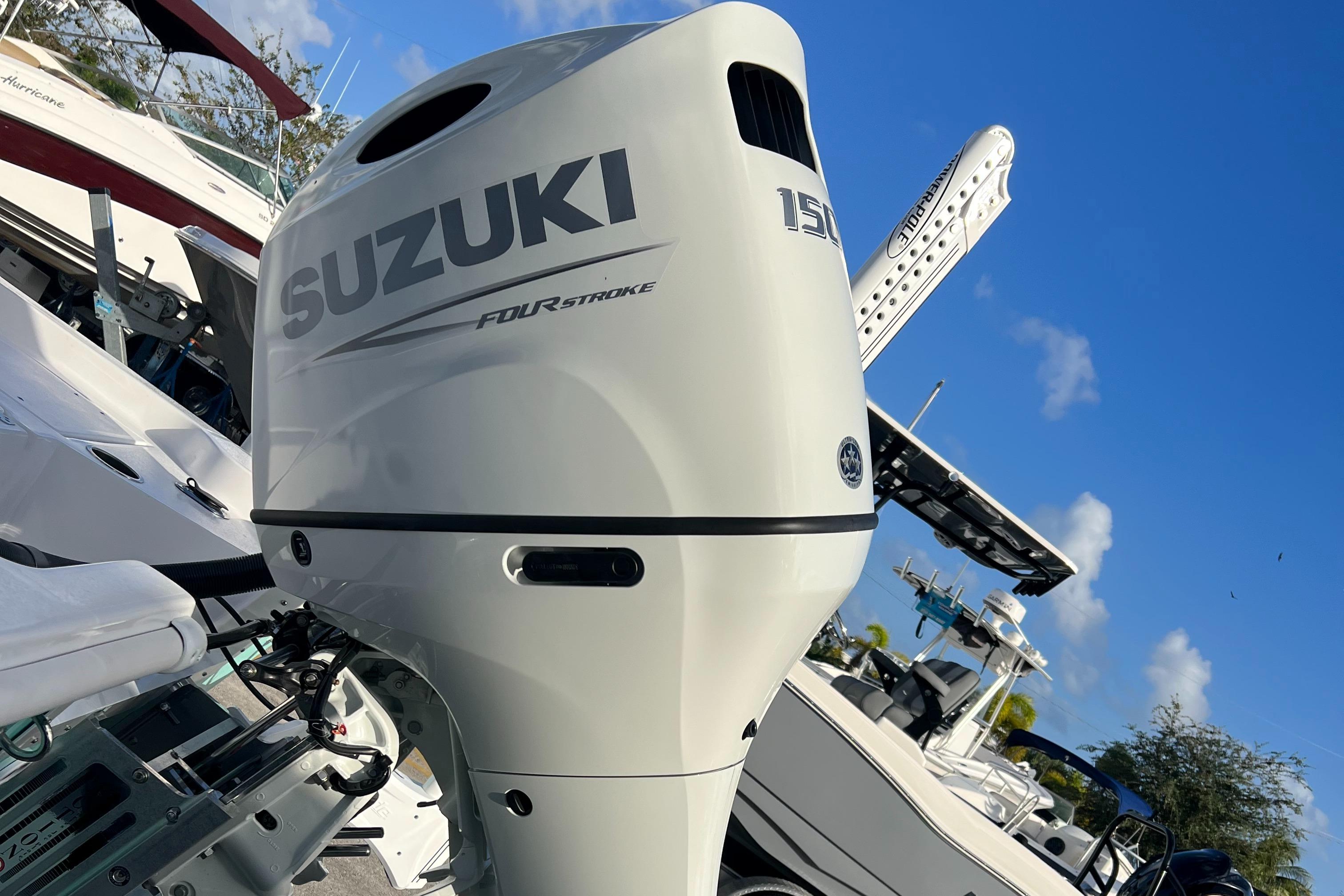 Suzuki outboard motor on a 2023 Piranha B2200 CASADOR boat.