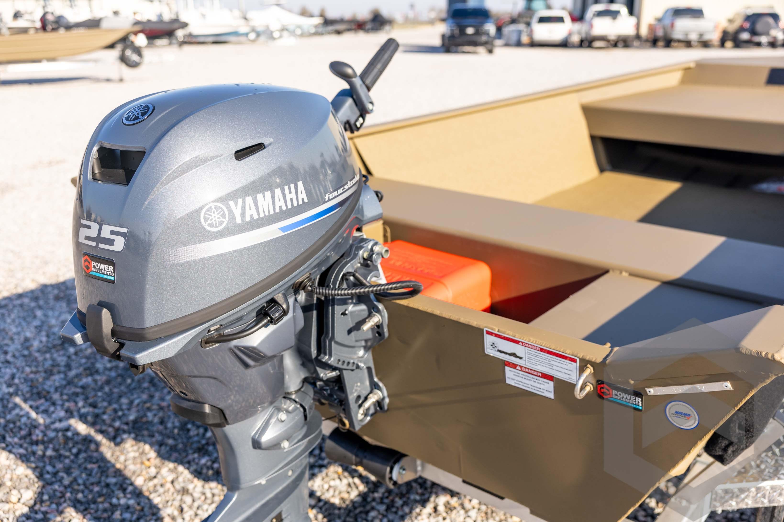 2026 G3 Gator Tough 1548 VBW boat with Yamaha 25 horsepower outboard motor.