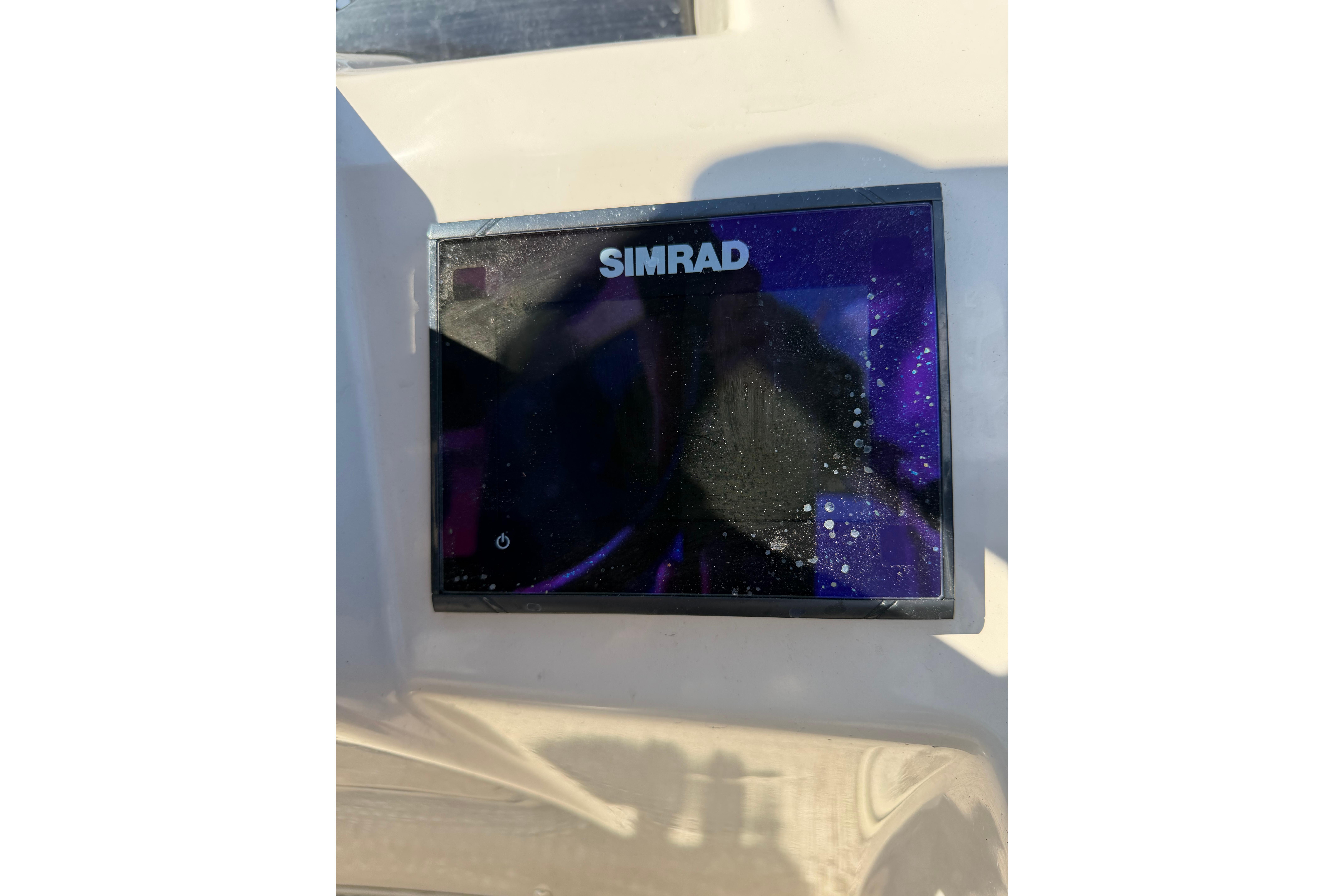 Simrad display on 2018 Bennington 21 SF boat dashboard.