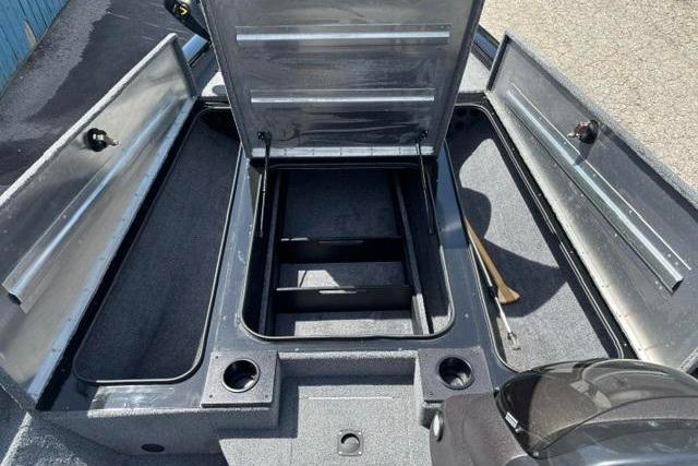 2023 Tracker Pro Team 190 TX Tournament Edition boat storage compartments open.