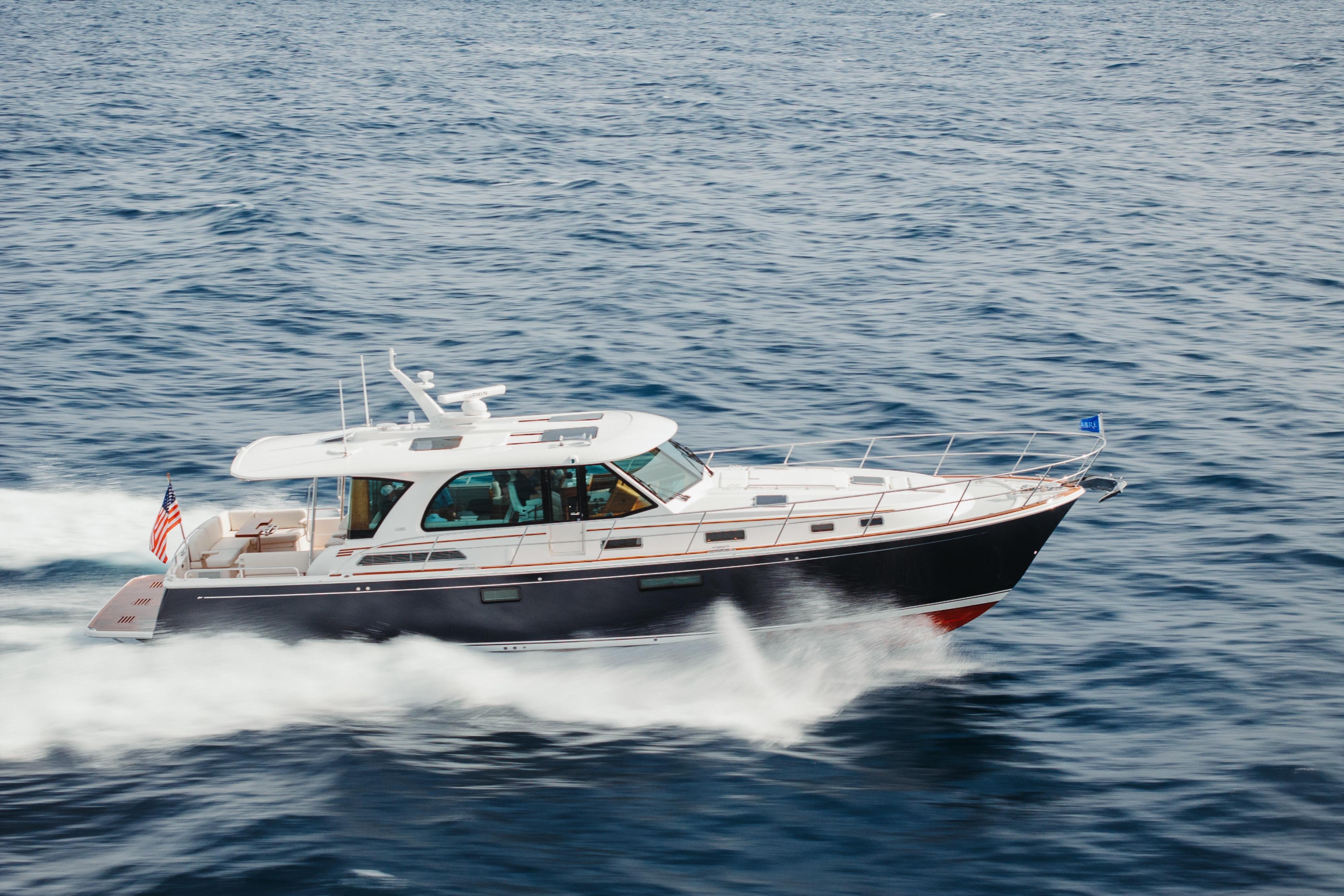2026 Sabre 51 Salon Express yacht cruising on open water.