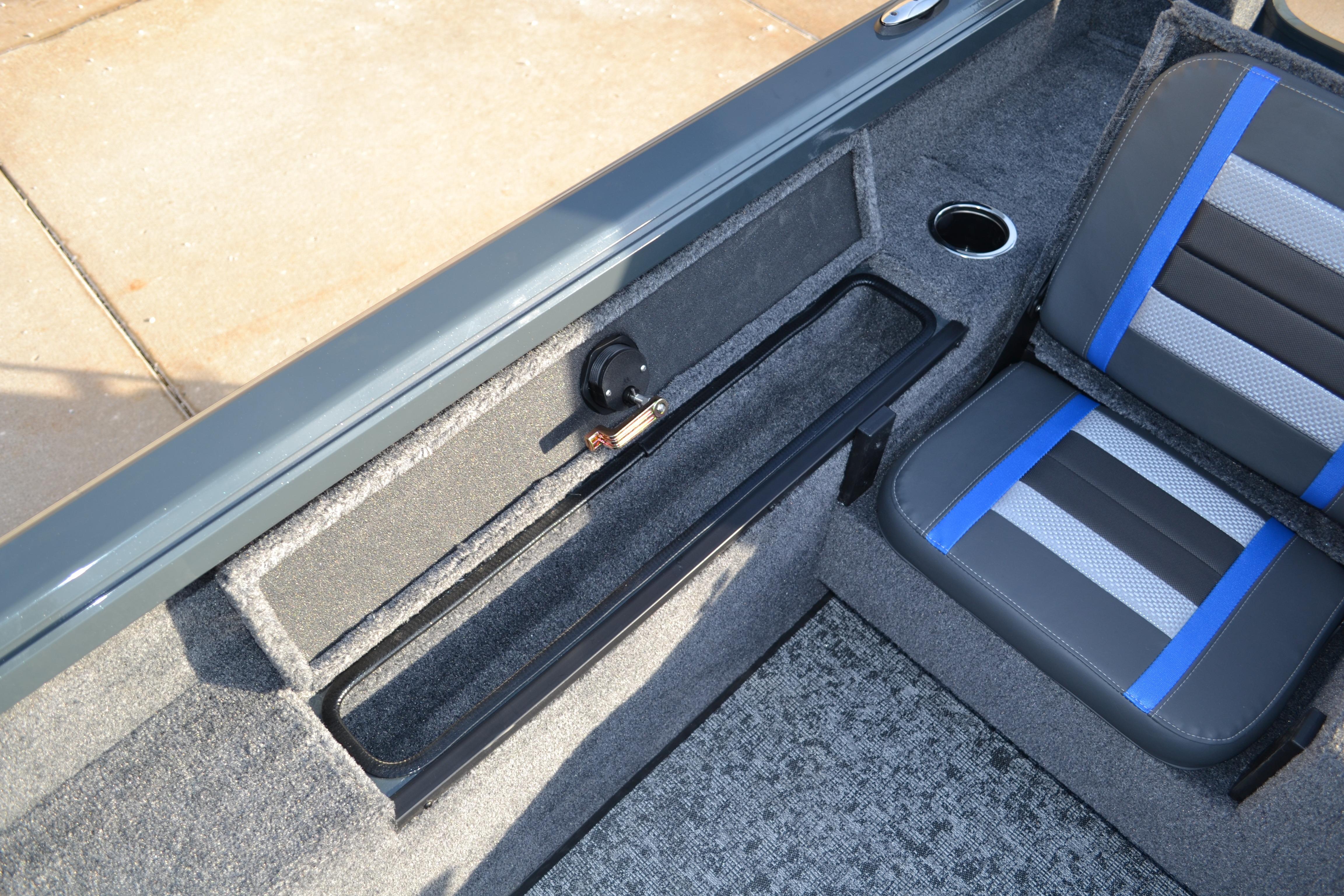 2026 Ranger VS1882SC Reata boat interior with seating and storage compartment.