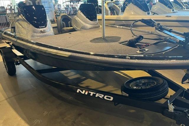 2026 Nitro Z17 boat on display, featuring sleek design and modern amenities.