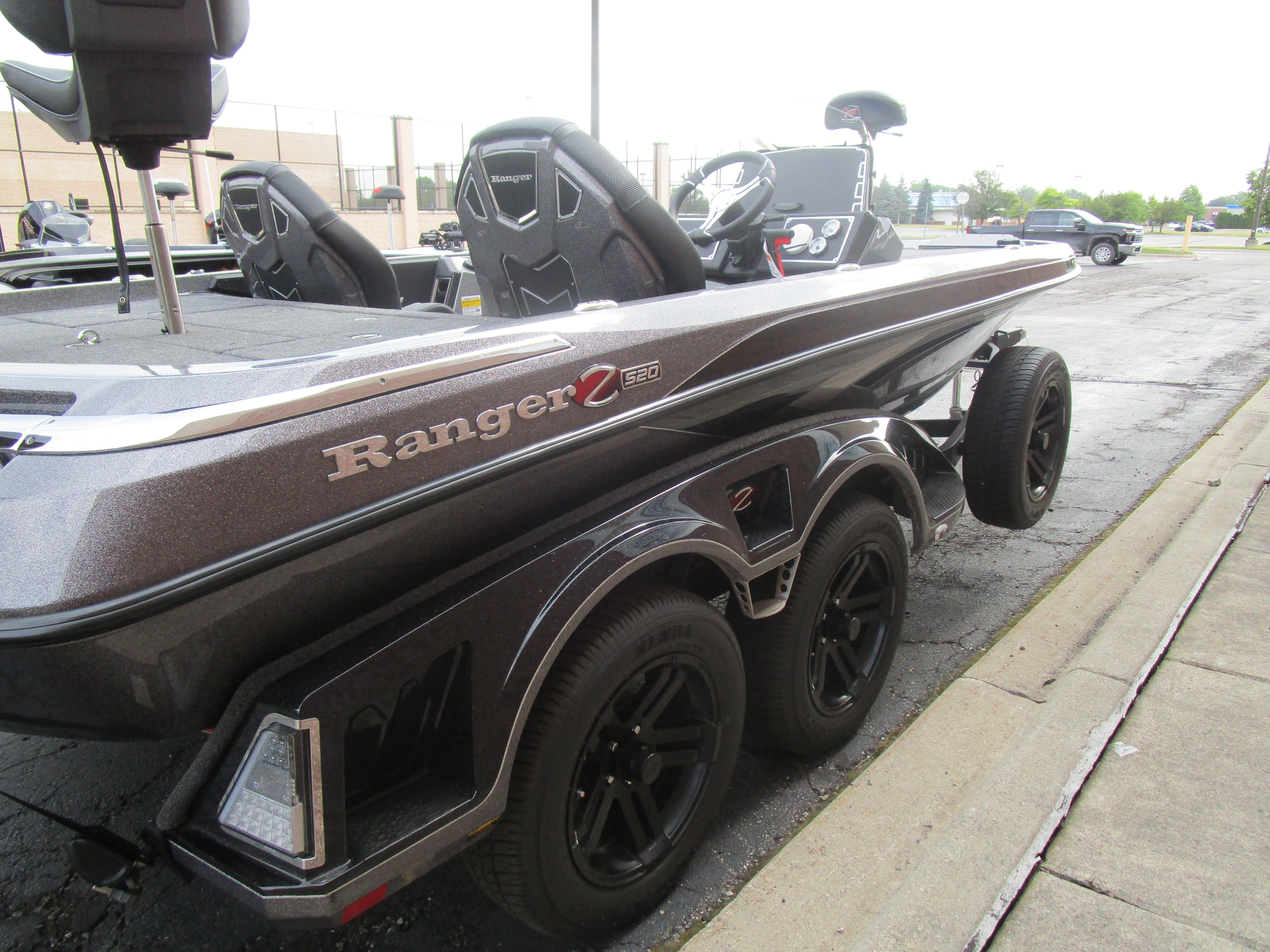 2025 Ranger Z520 boat on trailer, featuring sleek design and modern seating.
