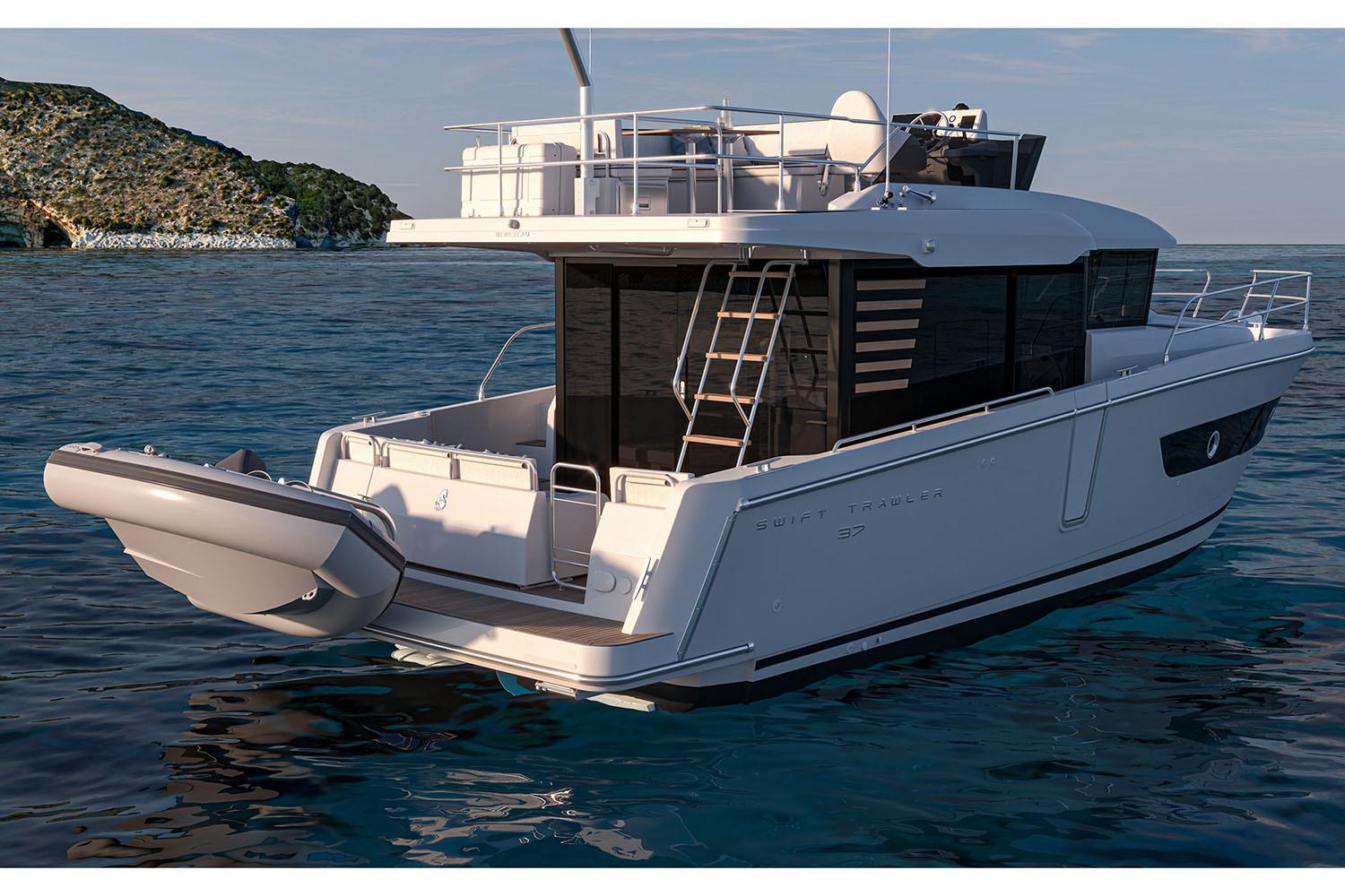 Manufacturer Provided Image: 2026 Beneteau Swift Trawler 37 Fly on serene ocean waters.