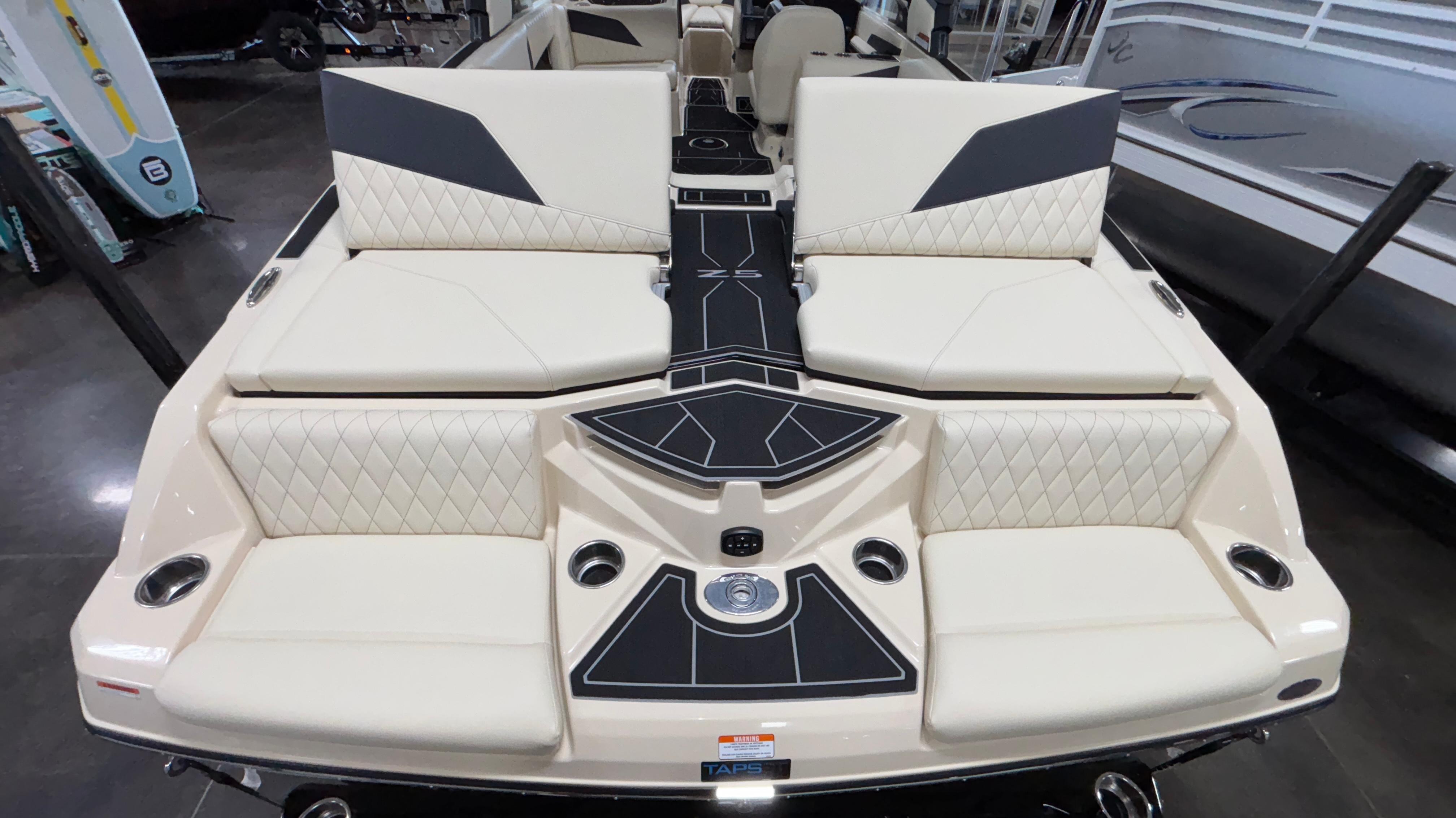 2025 Tigé Z5 boat interior with luxurious seating and modern design.