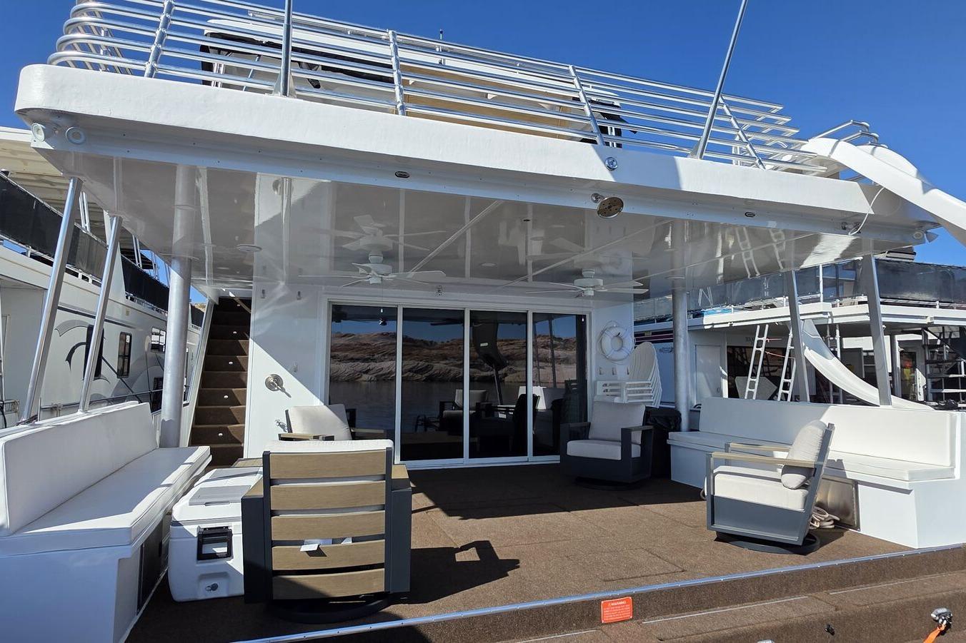 2025 Sumerset Excellence Multiple Shares houseboat with spacious deck and modern seating.