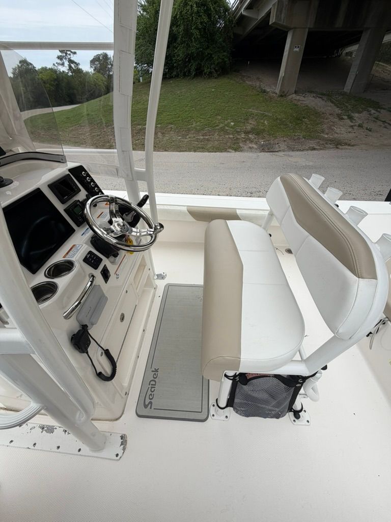 Interior view of a 2018 Robalo 246 Cayman SD boat.