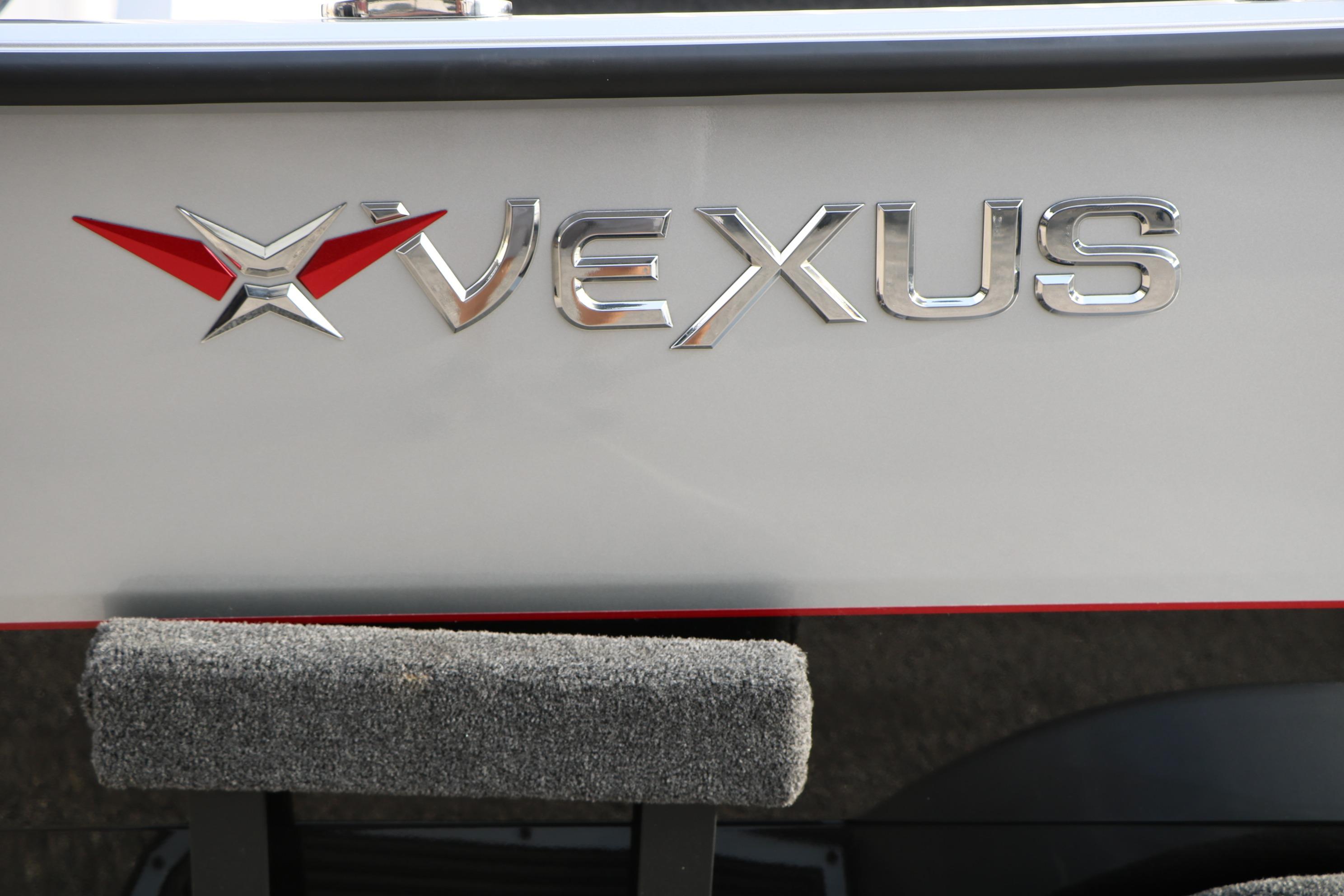 2026 Vexus ADX 190 logo on boat exterior, featuring sleek metallic design.
