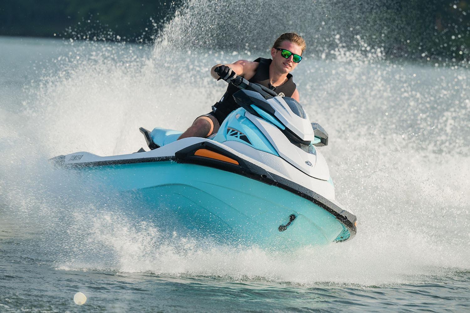 Manufacturer Provided Image: 2026 Yamaha WaveRunner VX jet ski speeding on water, creating splashes.