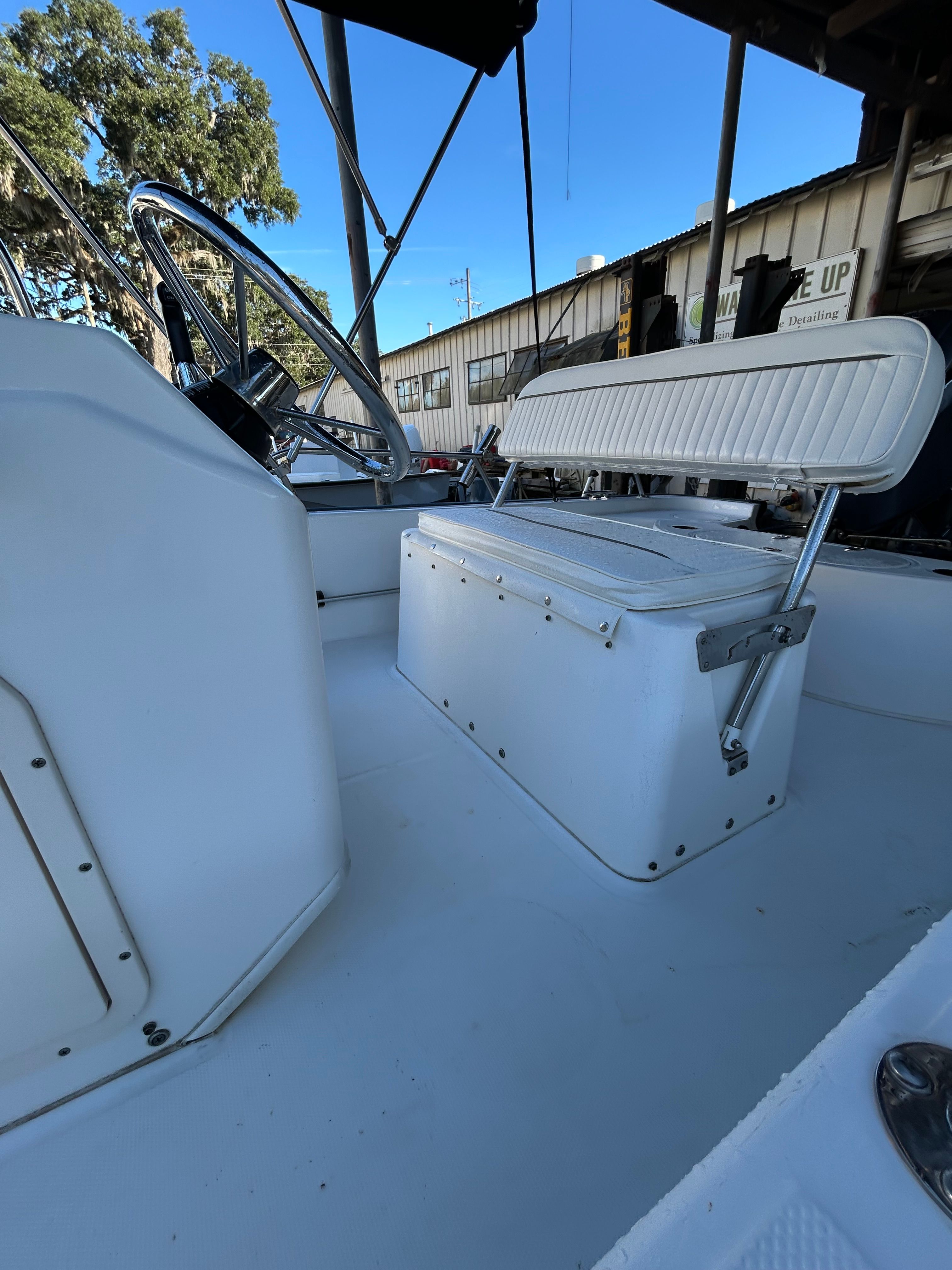 Interior of a 2006 Boston Whaler 150 Montauk boat.