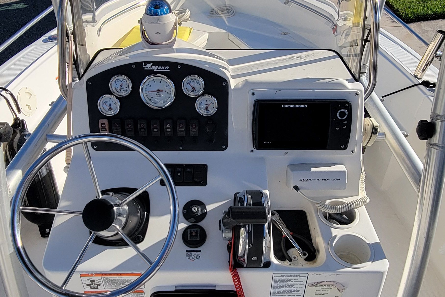 Dashboard of a 2017 Mako 184 Center Console boat.