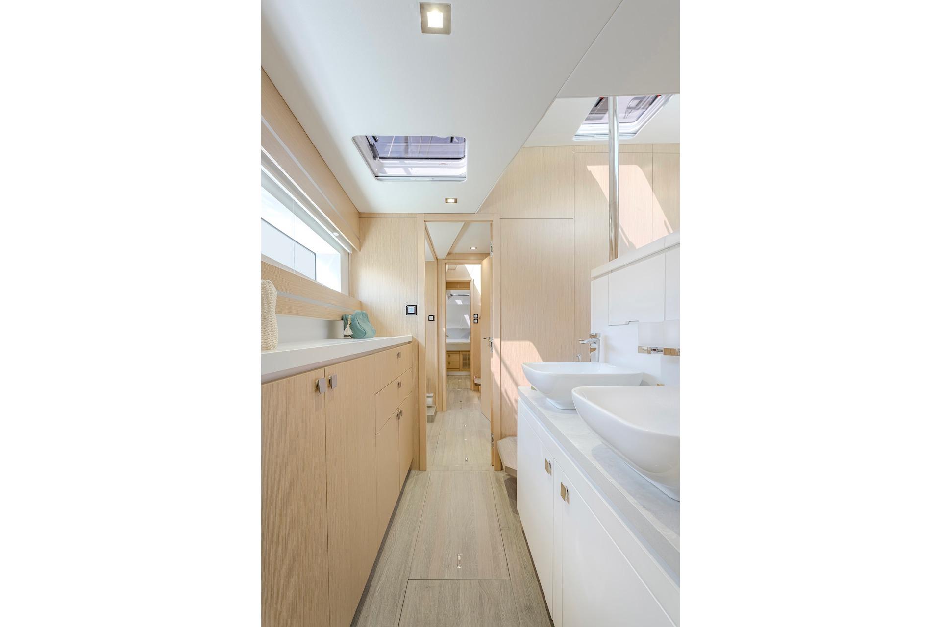 Luxurious bathroom in Privilege Signature 510 yacht model 2025.