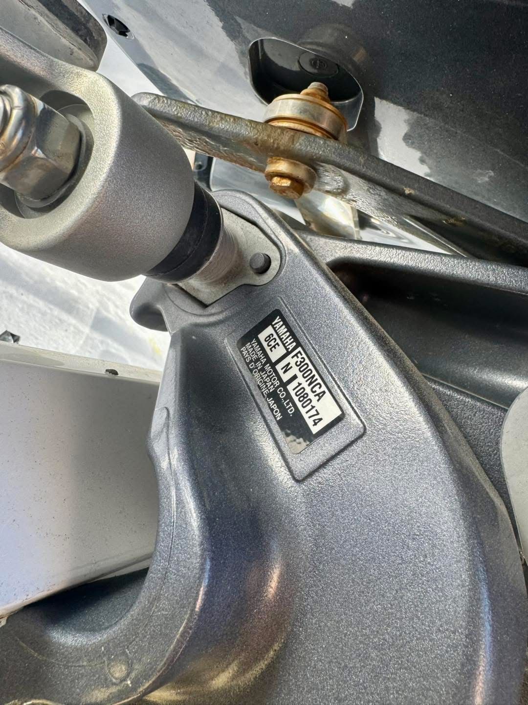 Close-up of a Yamaha F500NCA engine on a 2021 Intrepid 327 Nomad.
