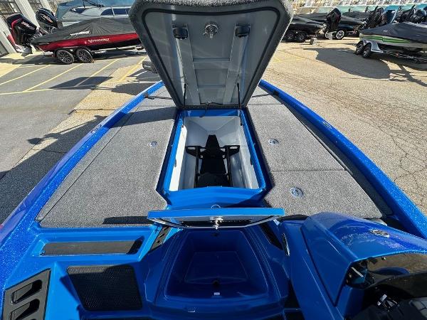 2024 iKon LX 20 boat with open storage compartment.