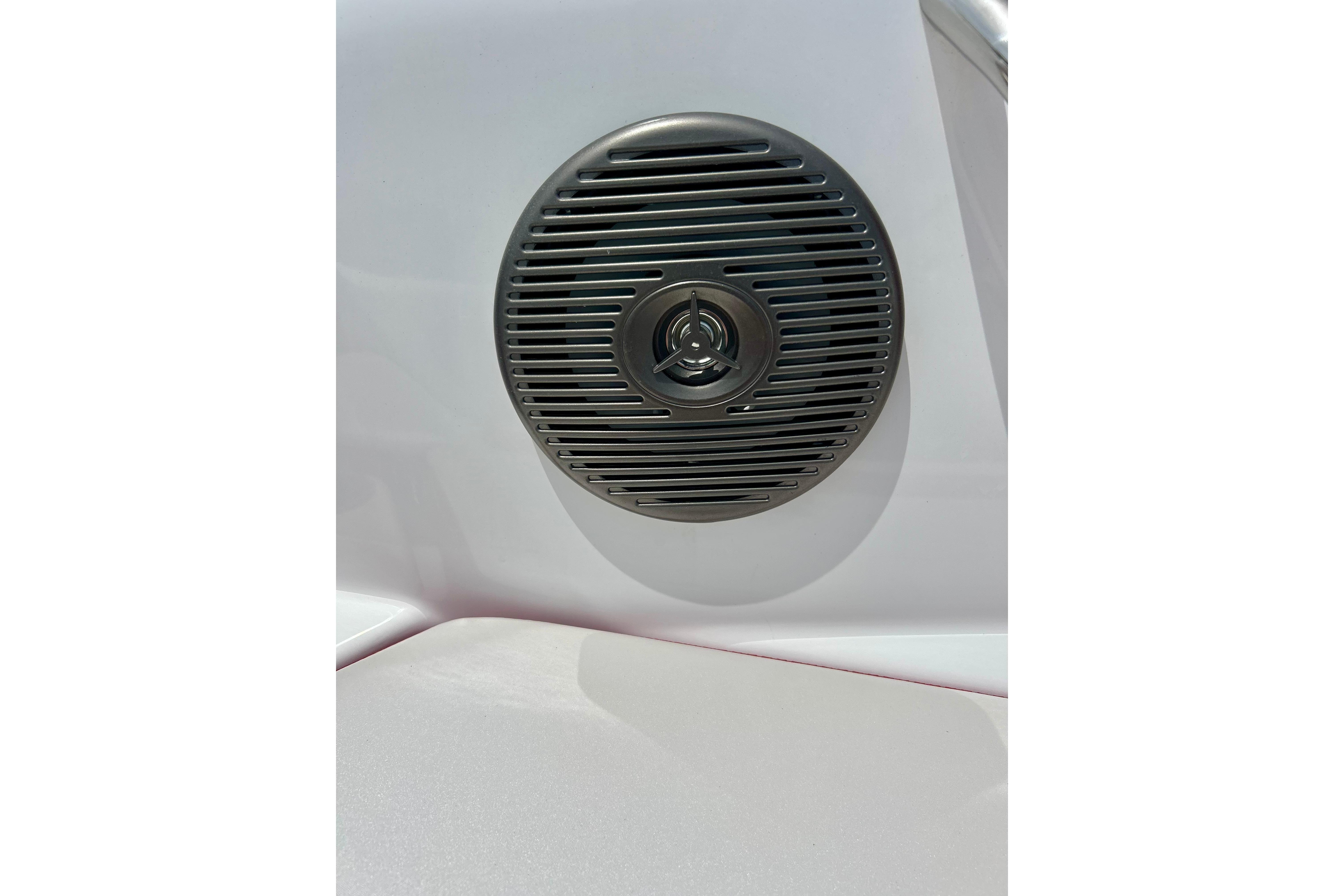 Speaker grille on 2021 Scarab 195 ID boat interior.