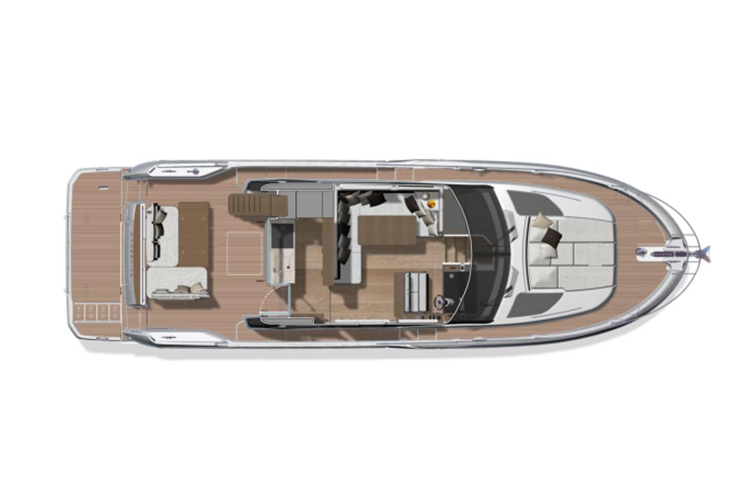 Manufacturer Provided Image: Top view of 2025 Prestige F4.9 yacht layout, showcasing spacious deck and interior design.