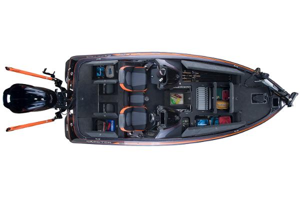 Manufacturer Provided Image: 2016 Skeeter FX 20 Limited Edition fishing boat, top view, showing seating and storage compartments.