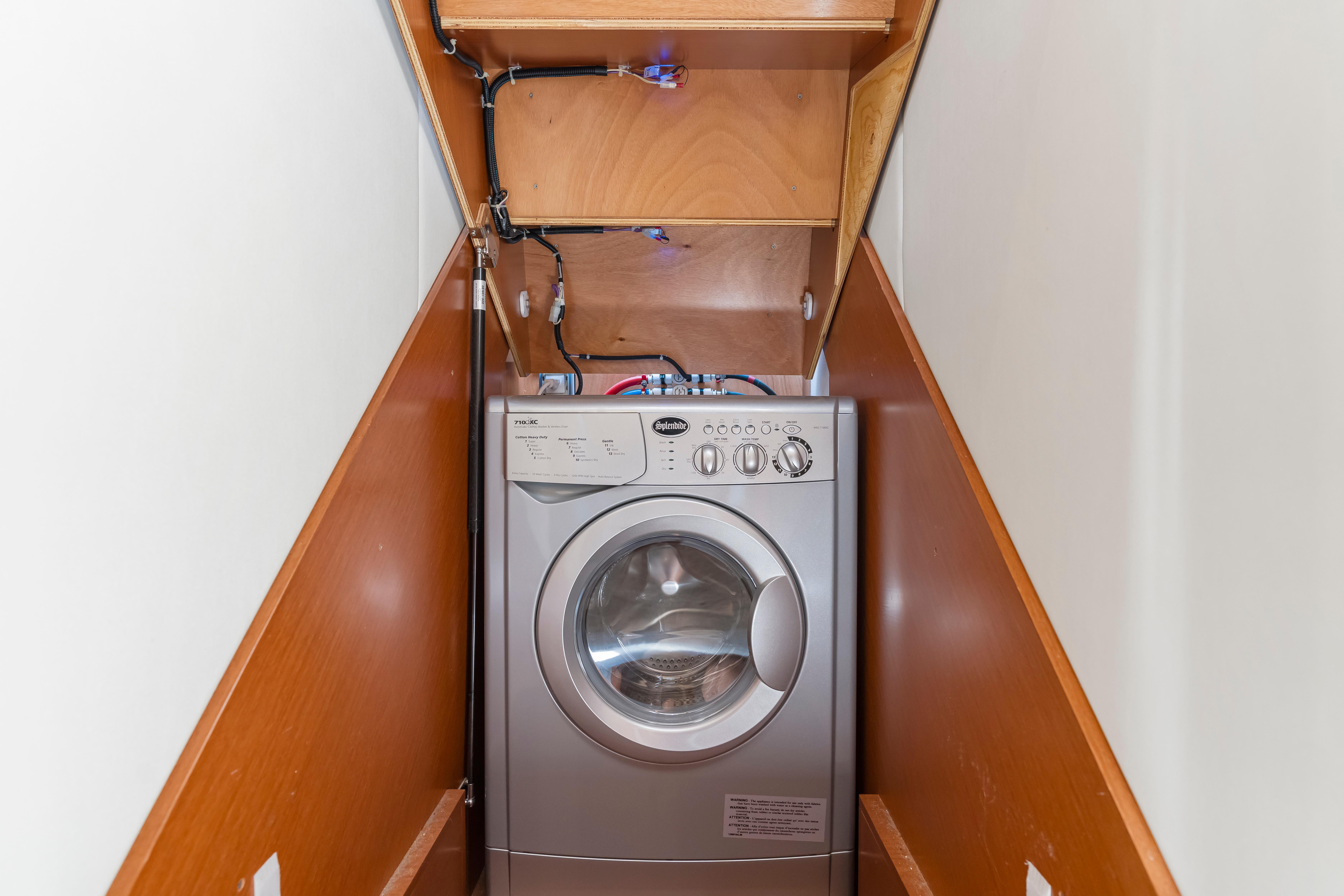 Compact washing machine in a wooden cabinet, Prestige 500 model, 2017.