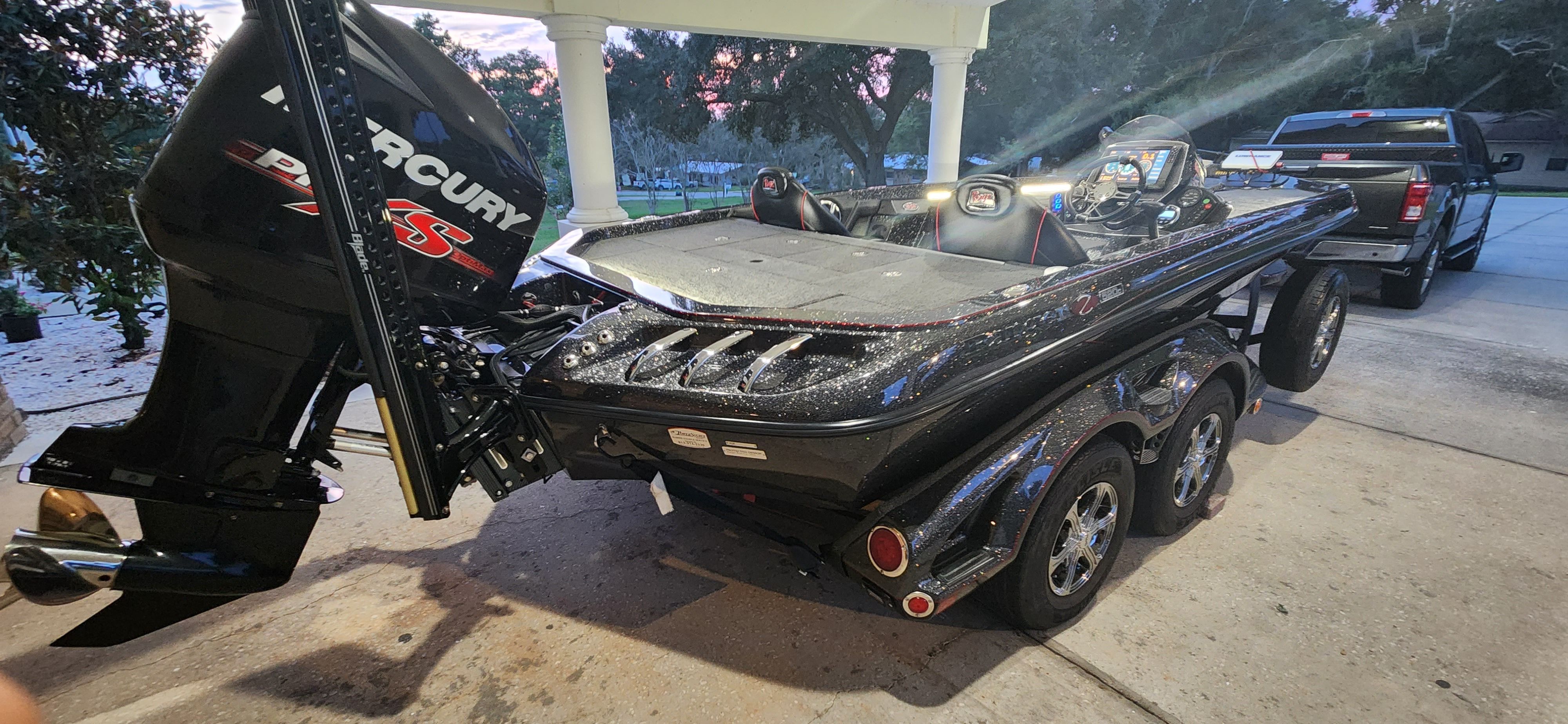 A 2017 Ranger Z520 Comanche boat on a trailer, ready for transport.