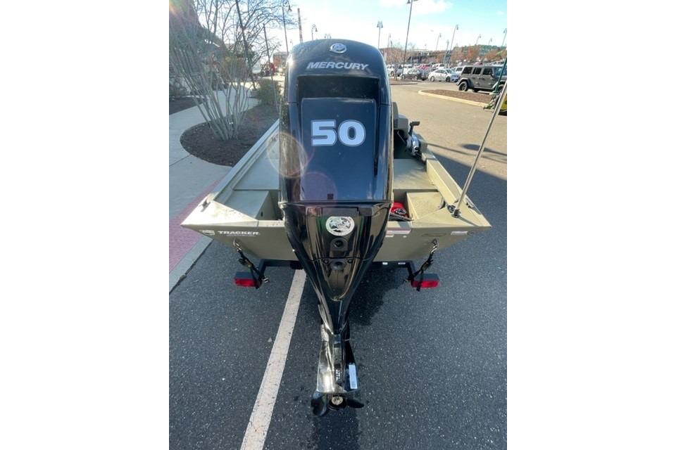 2026 Tracker Grizzly 1648 SC boat with Mercury 50 HP outboard motor.
