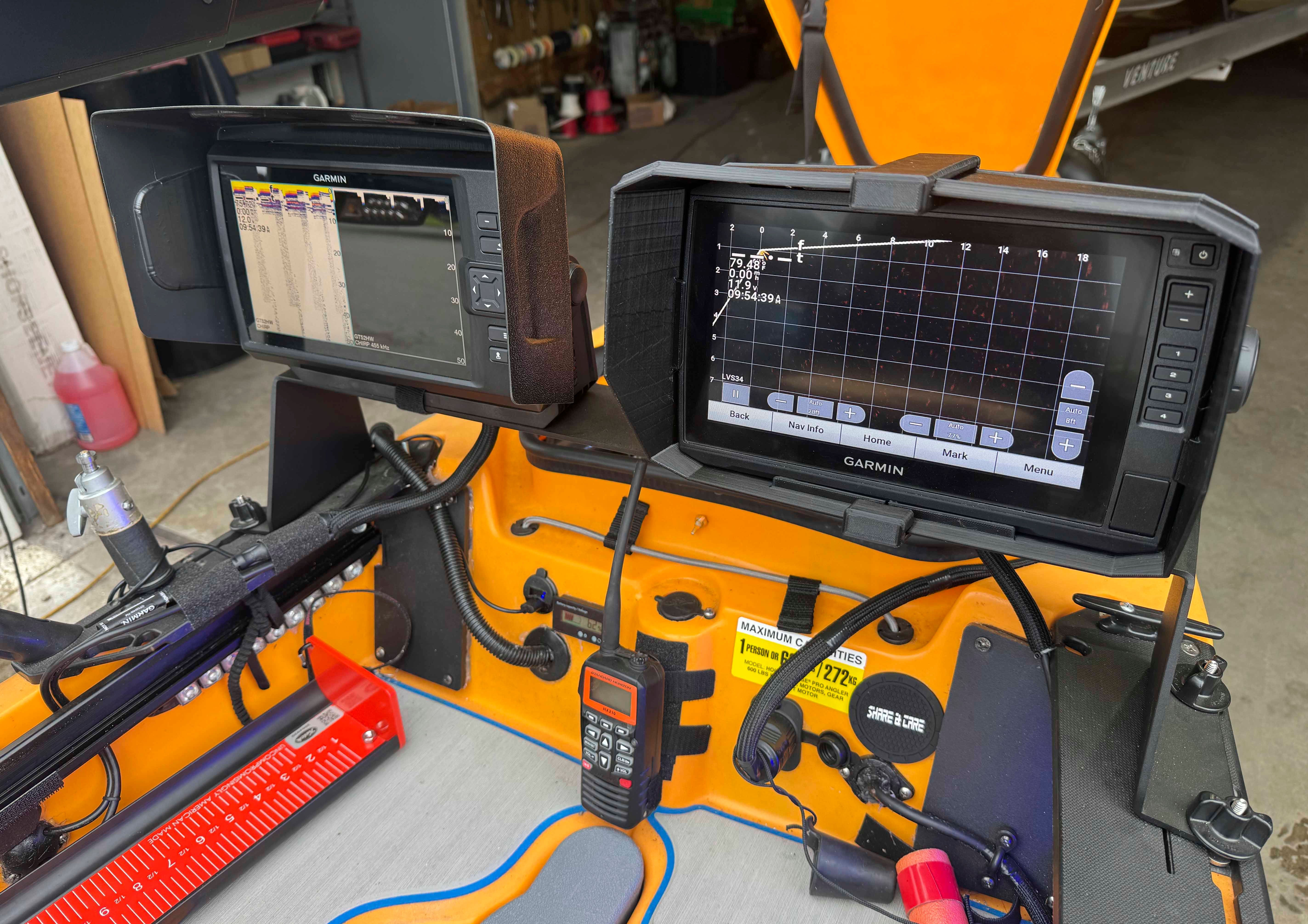 Close-up of electronics on a 2018 Hobie 14 Pro Angler Kayak.