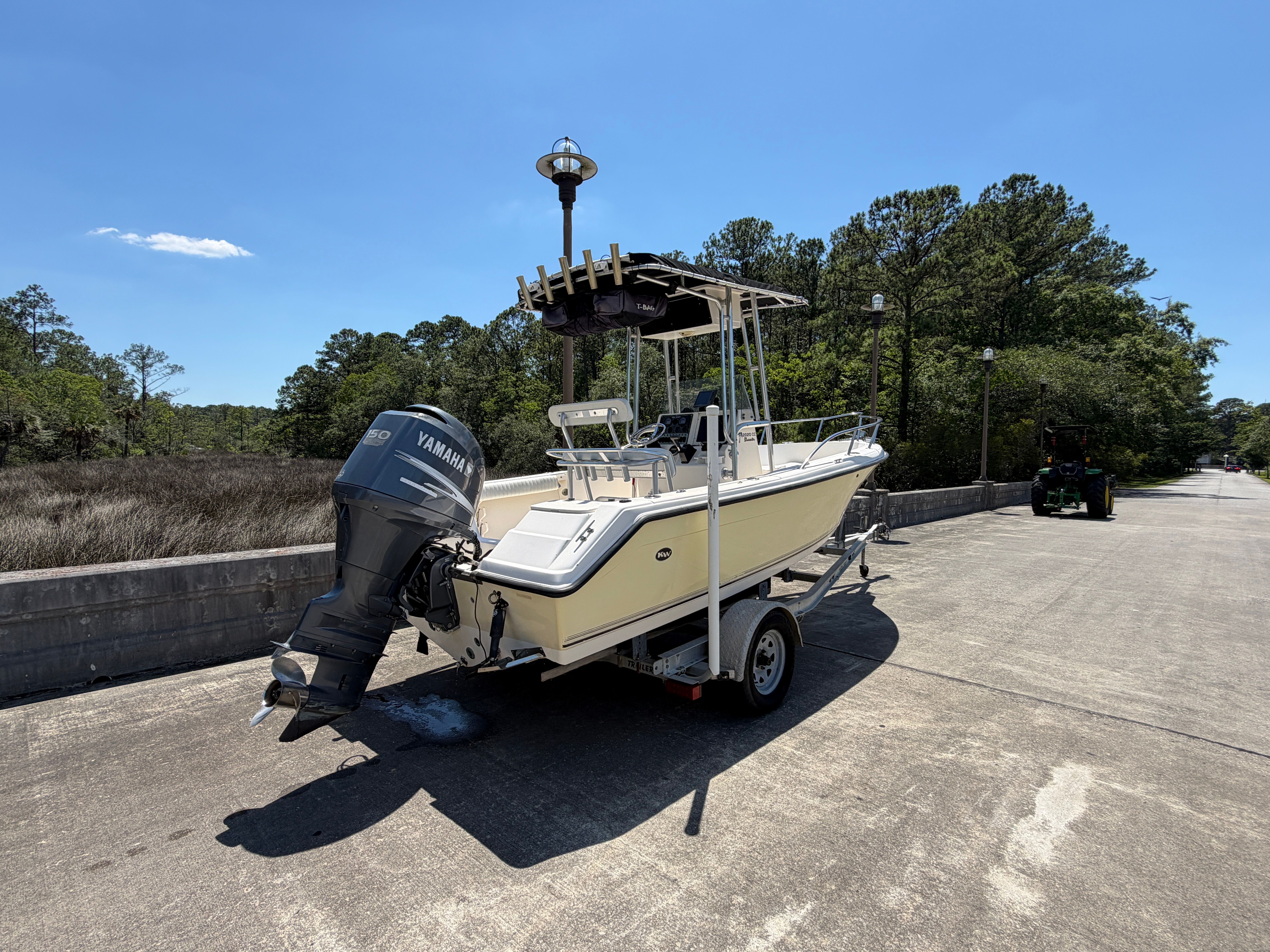 Key West 2020 Center Console boat on trailer, 2004 model.